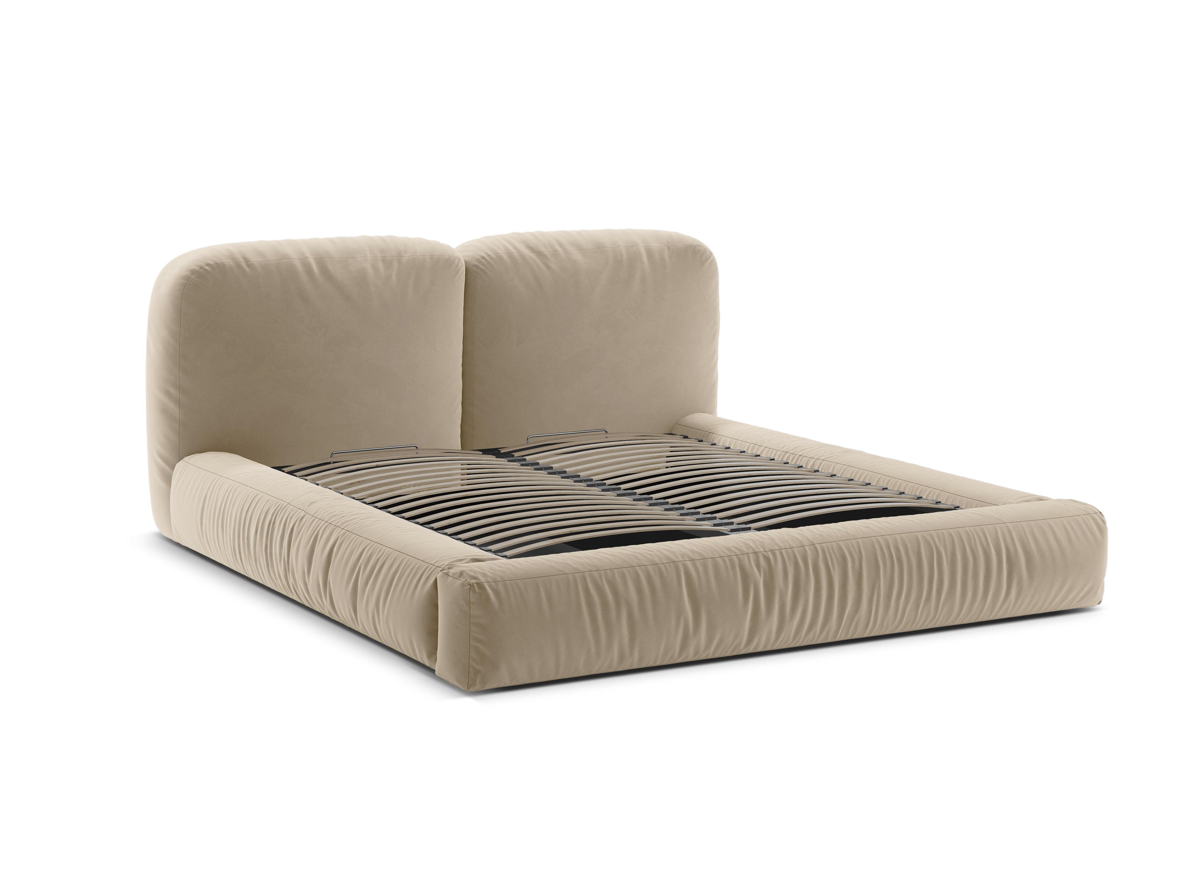 Velvet bed MARTINA lichtbeige