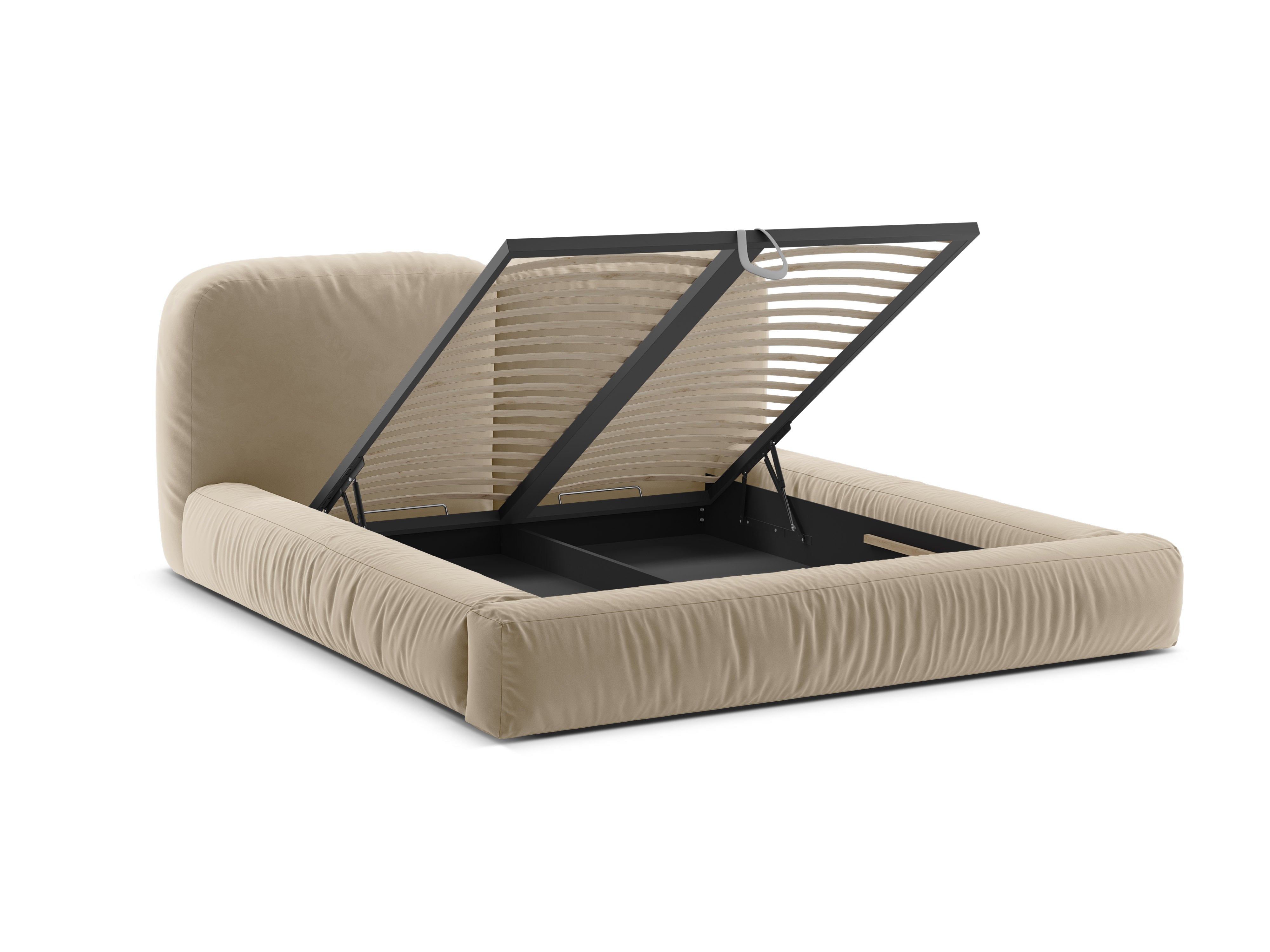 Velvet bed MARTINA lichtbeige