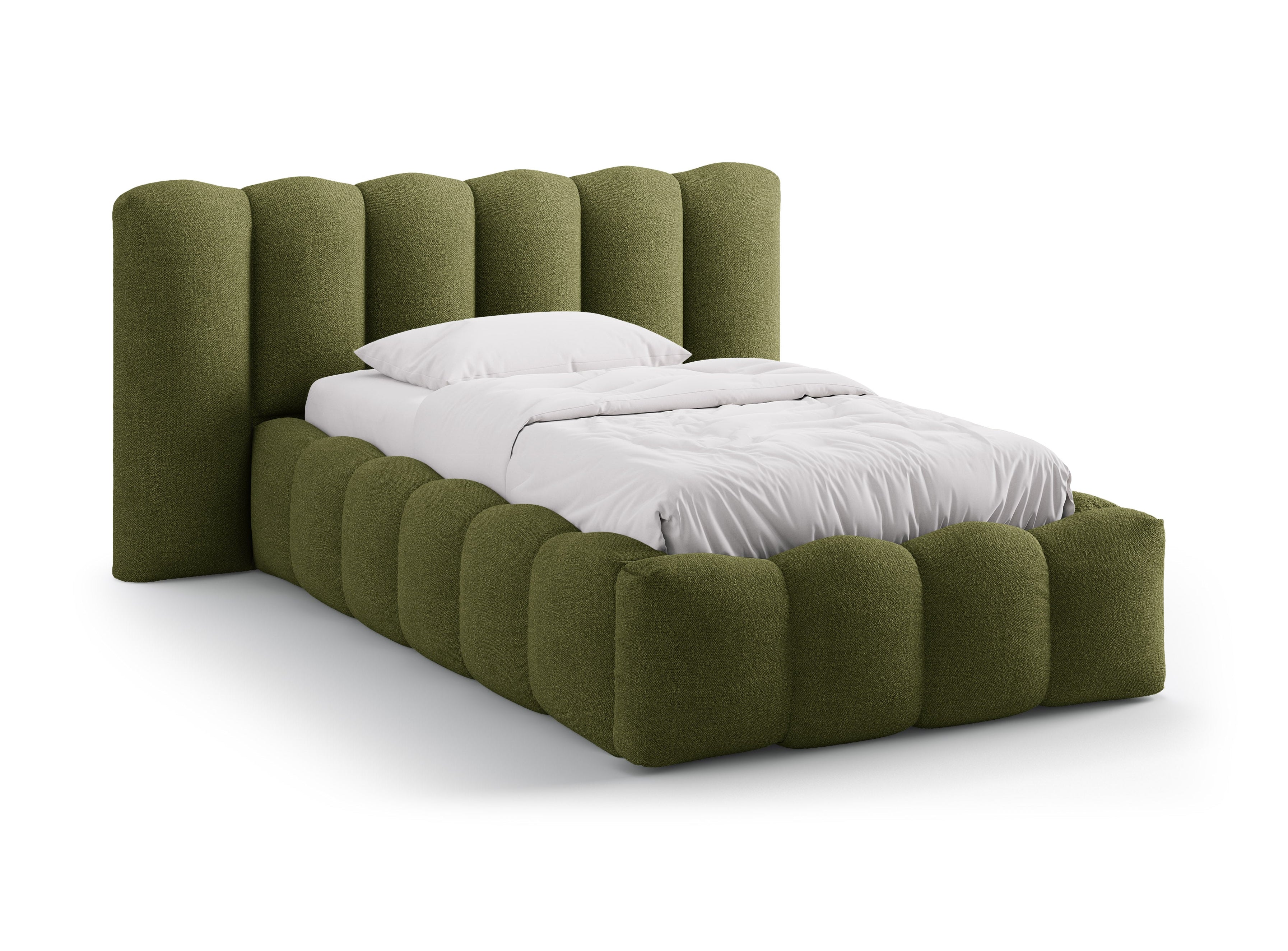 Bed LUPINE donkergroen olijf boucle
