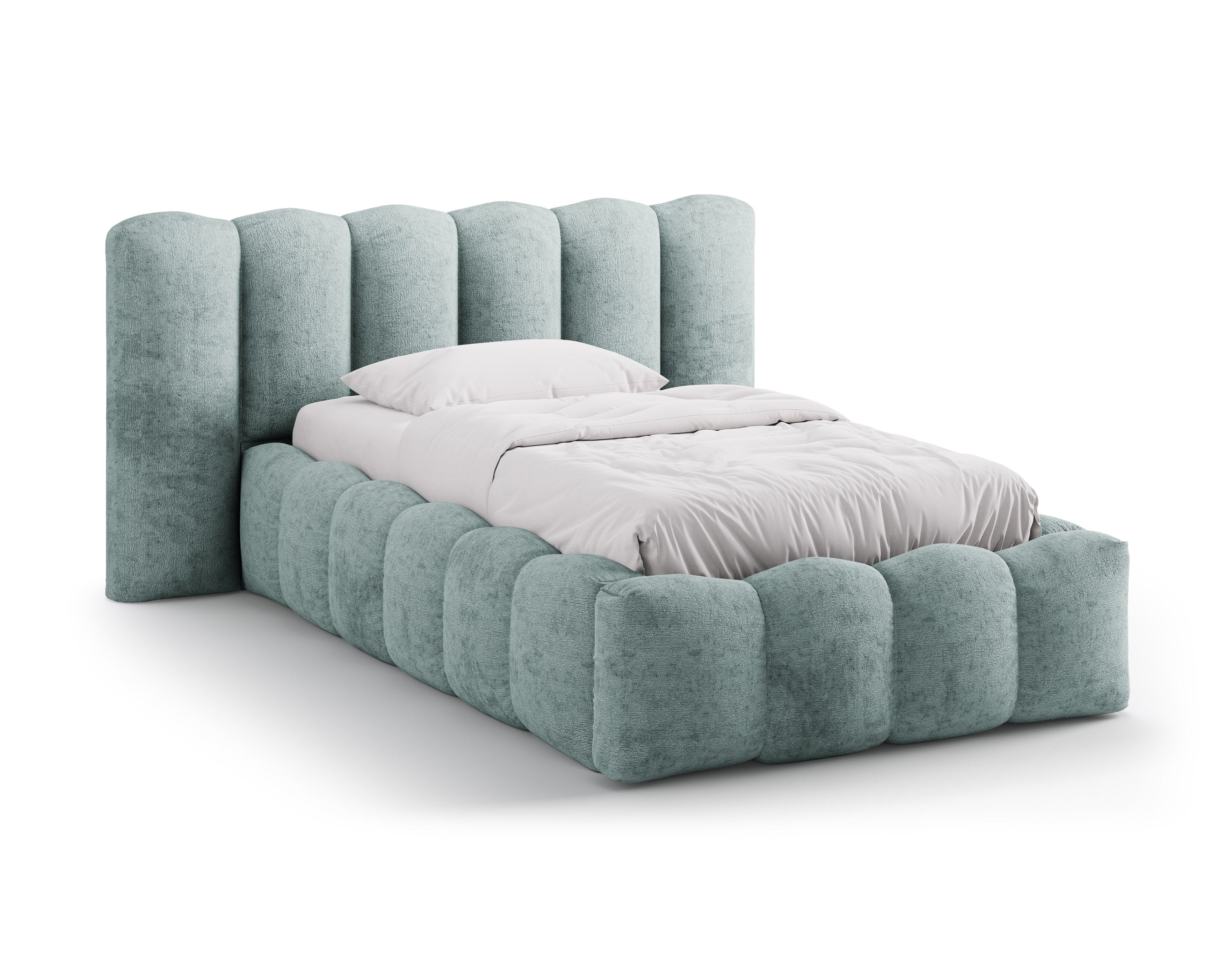 Bett LUPINE hellblaues Chenille
