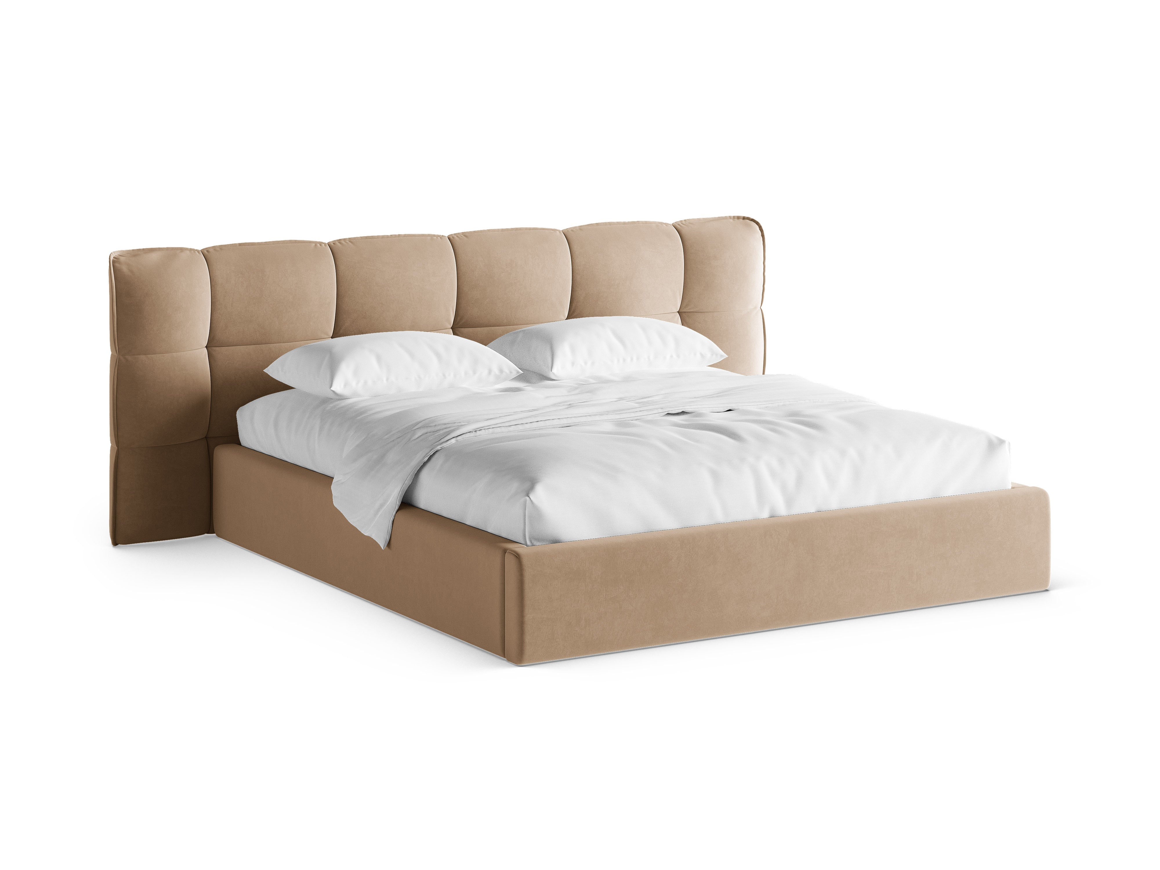 Velvet bed met opbergruimte ERIC zandkleurig