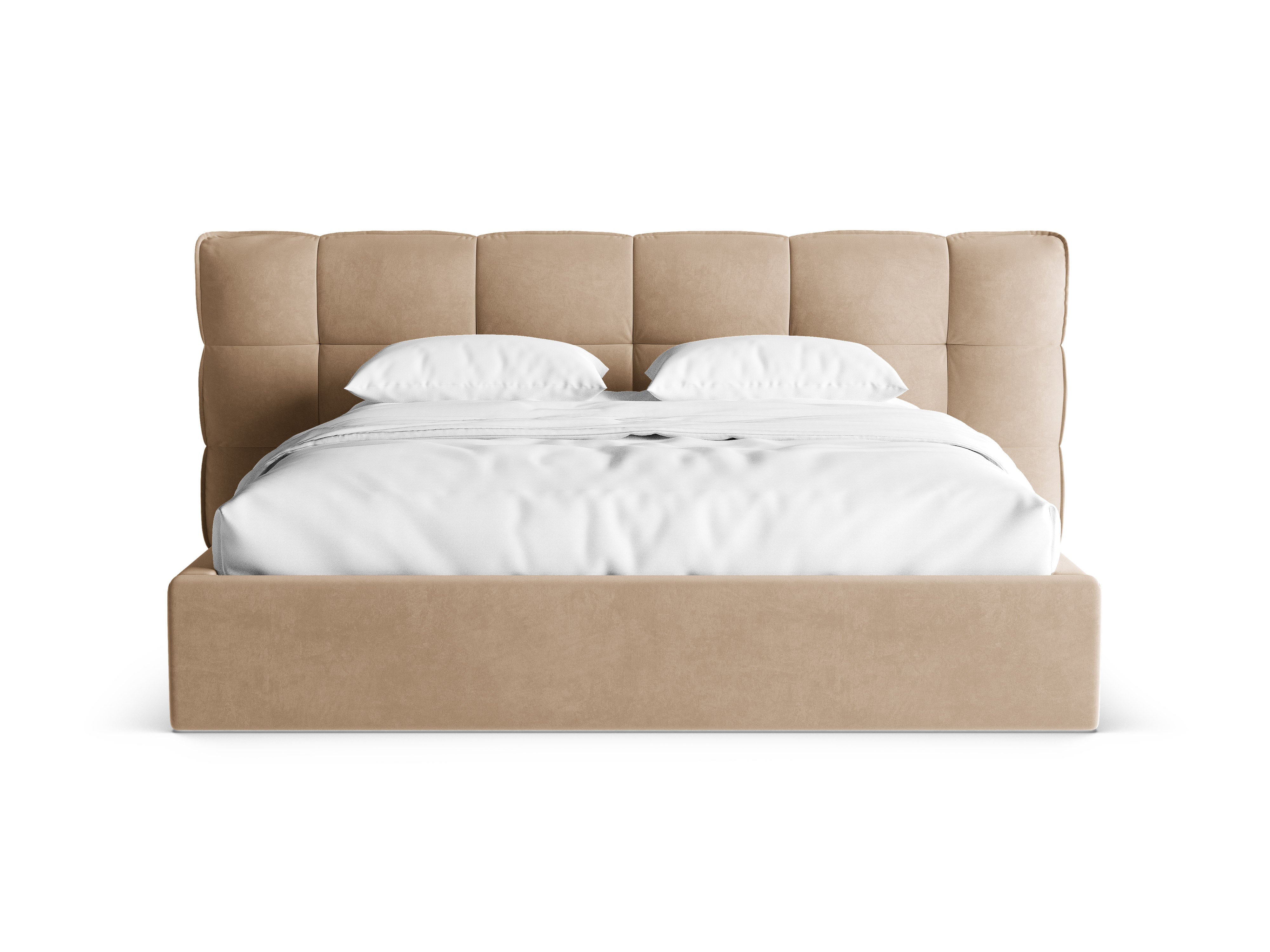Velvet bed met opbergruimte ERIC zandkleurig