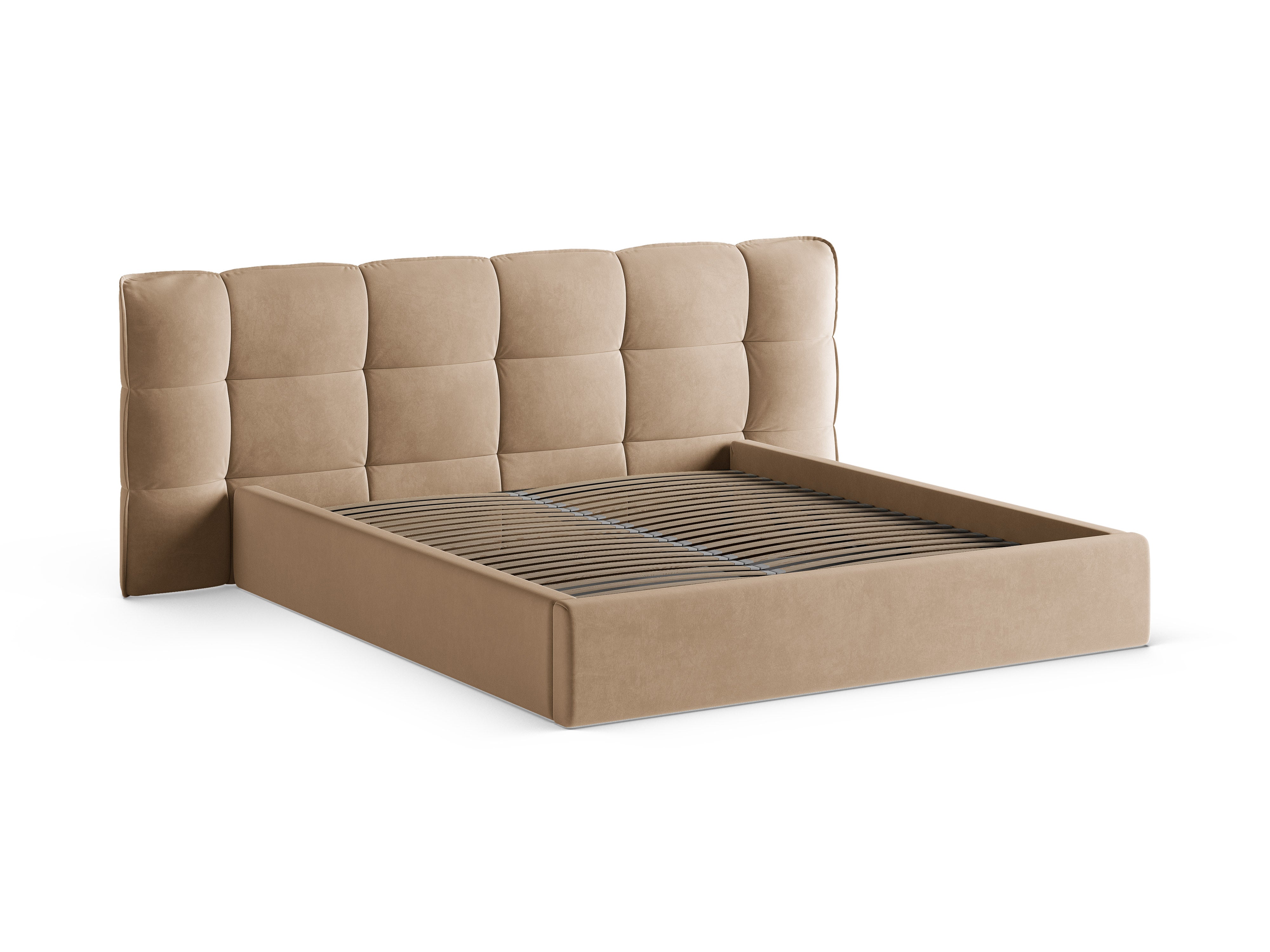 Velvet bed met opbergruimte ERIC zandkleurig