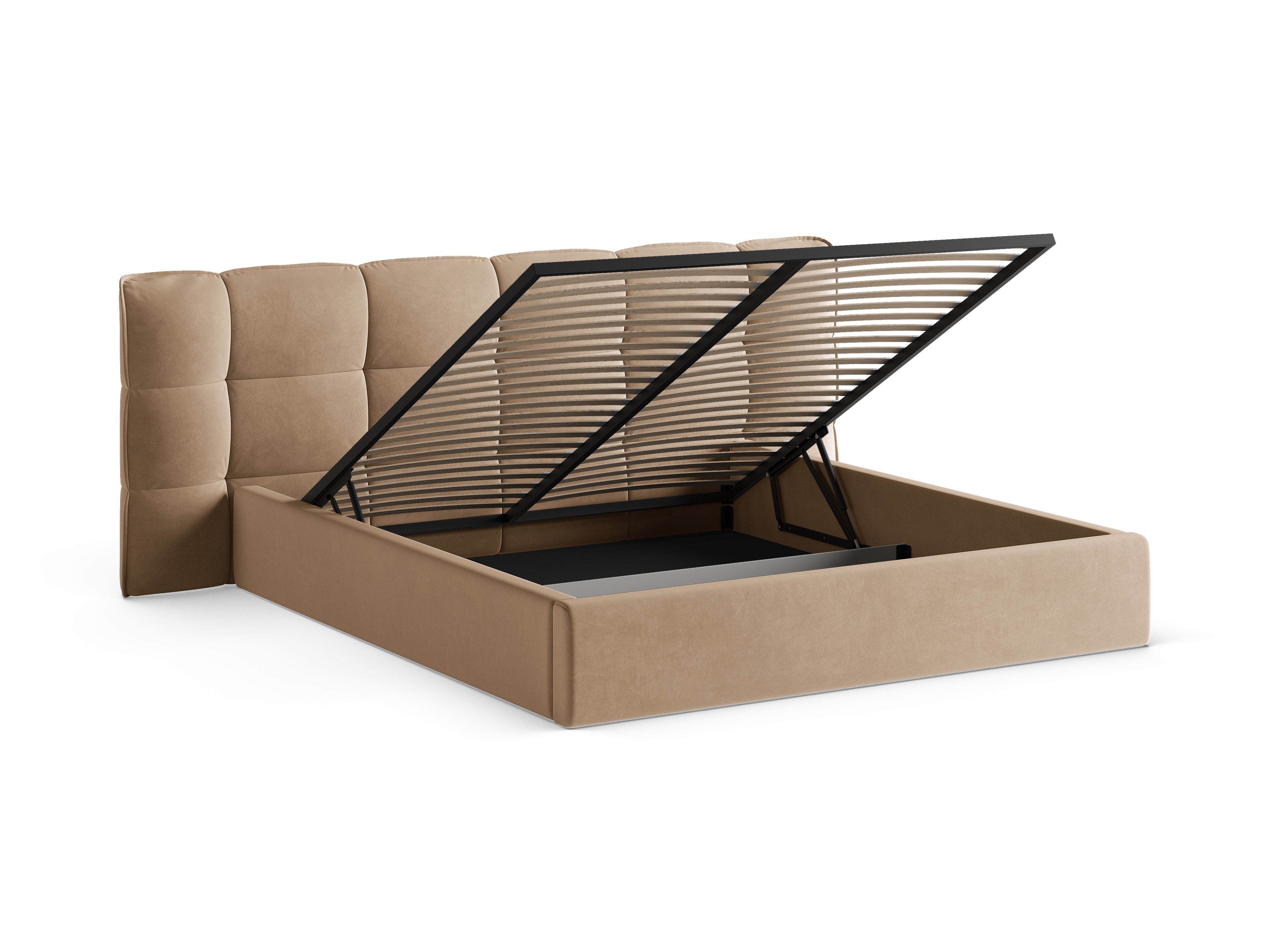 Velvet bed met opbergruimte ERIC zandkleurig