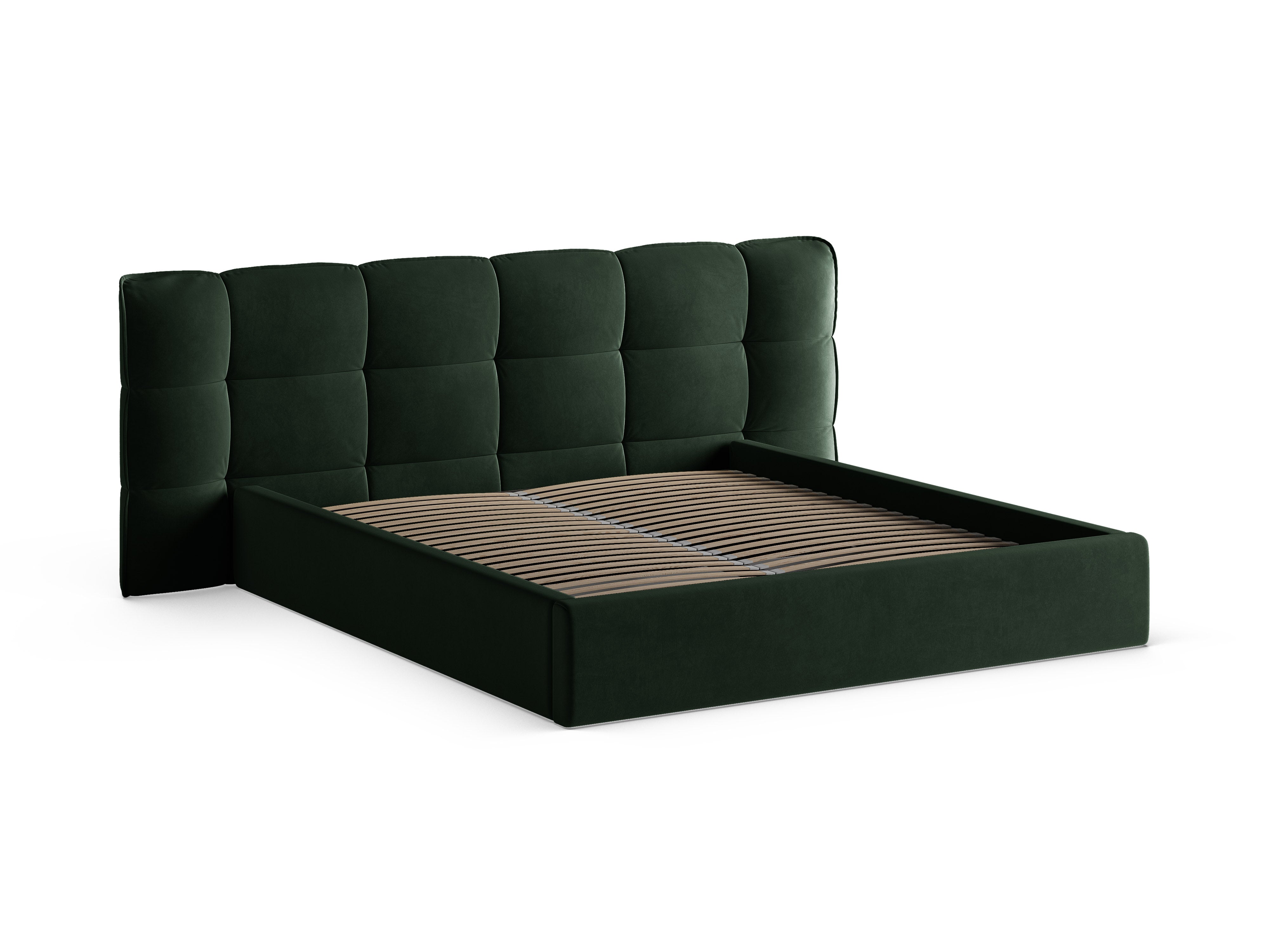 Velvet bed met opbergruimte ERIC donkergroen