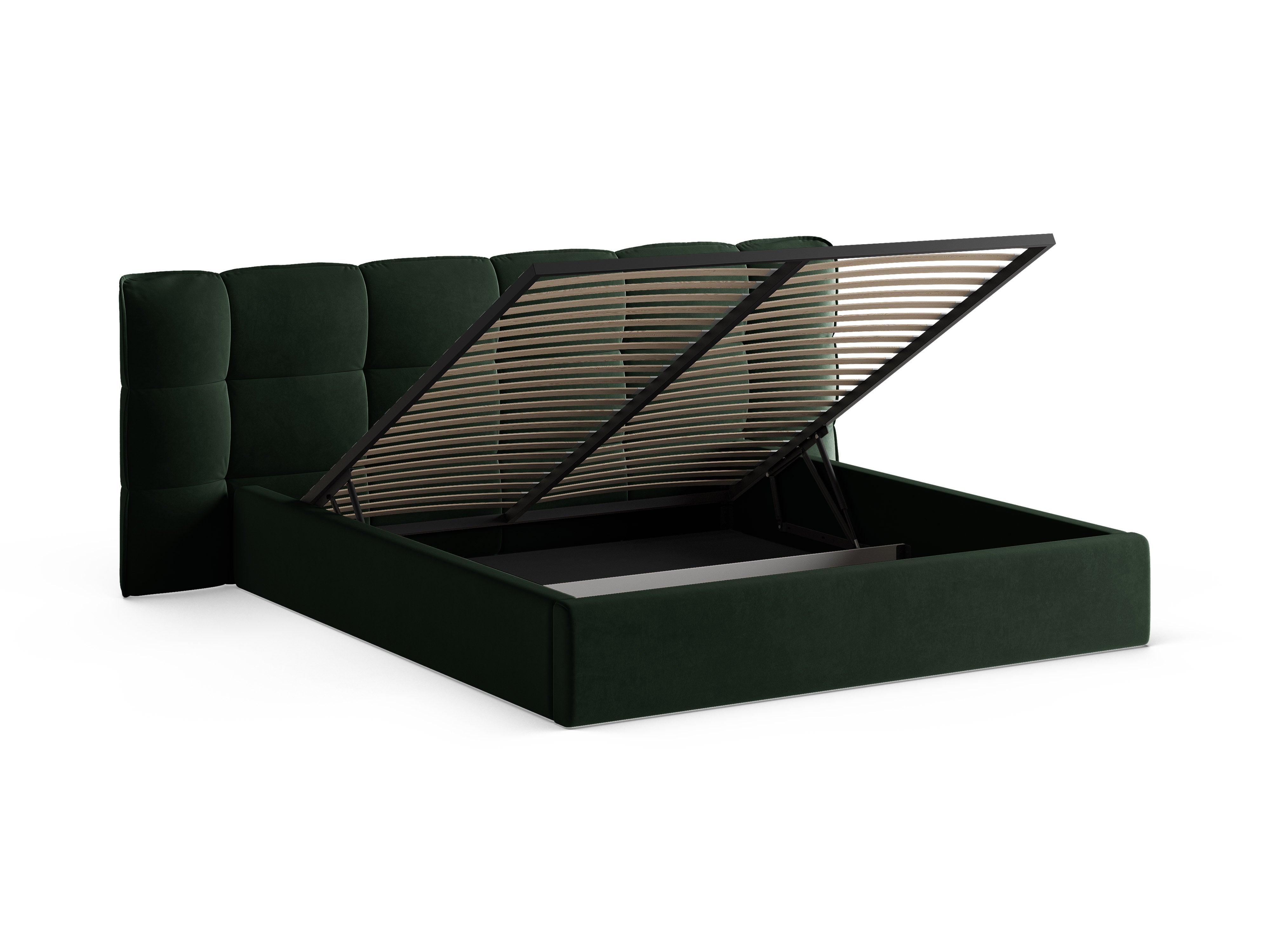 Velvet bed met opbergruimte ERIC donkergroen