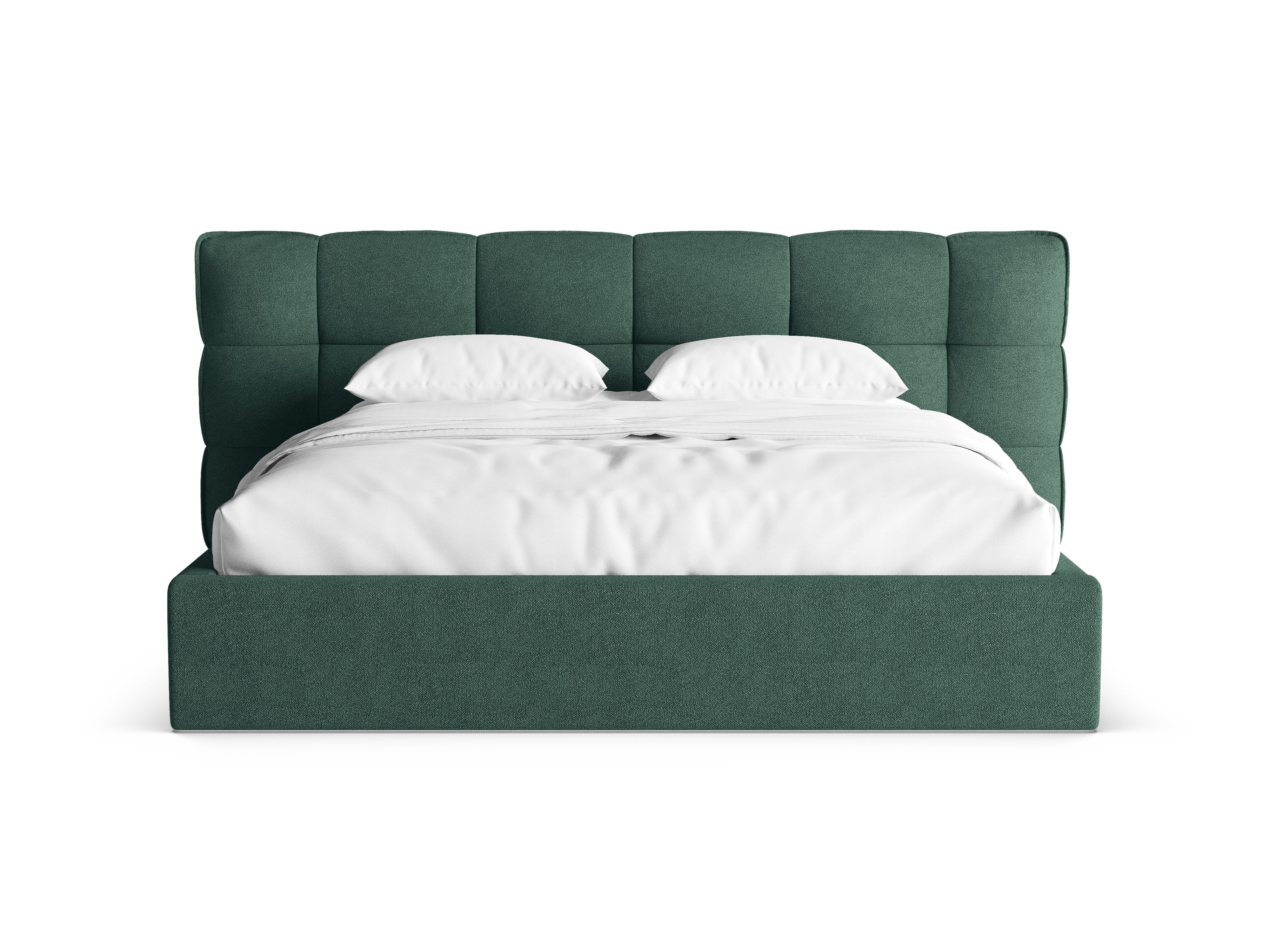 Bed met opbergruimte ERIC groene boucle