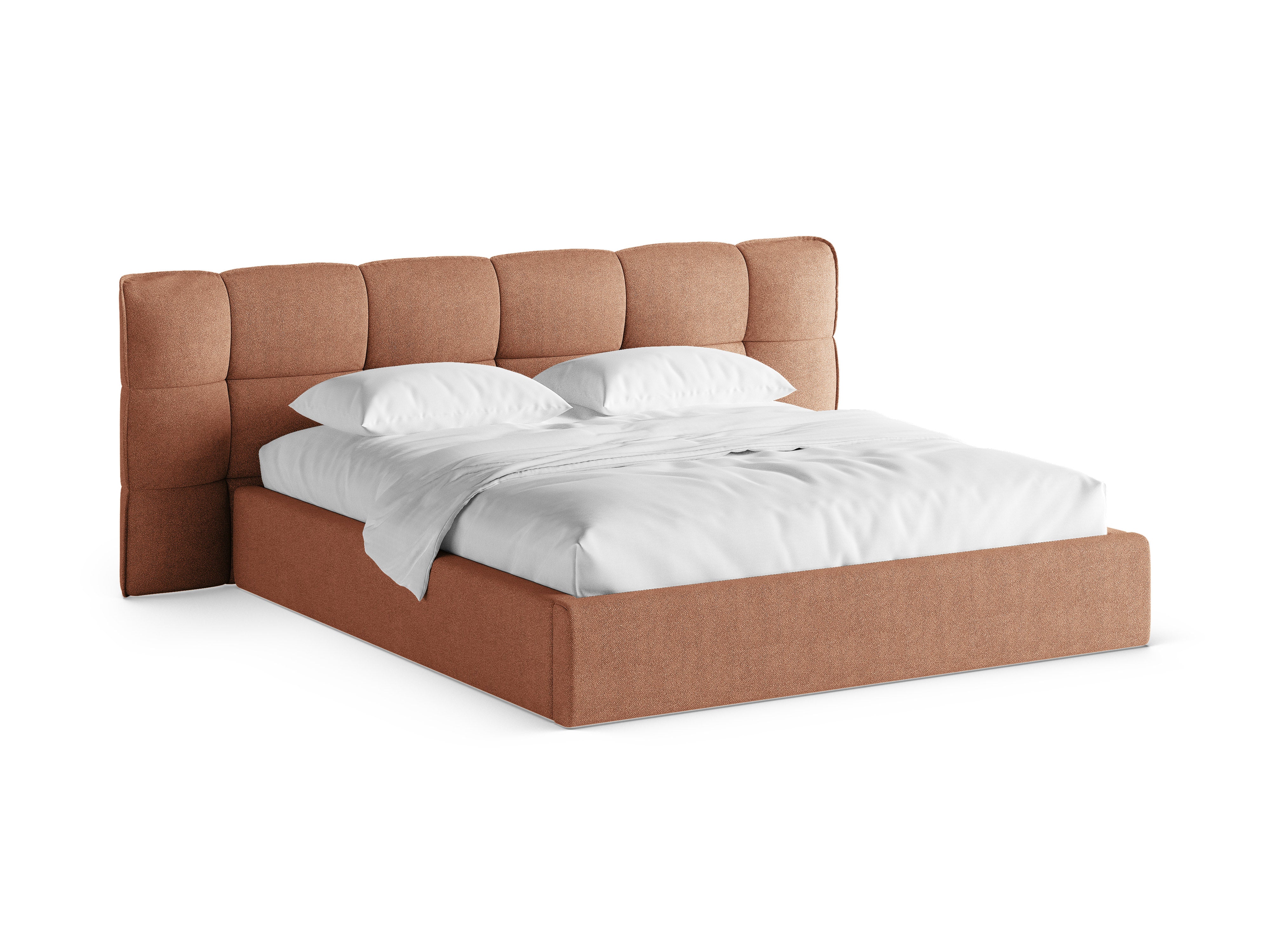 Bed met opbergruimte ERIC perzik boucle