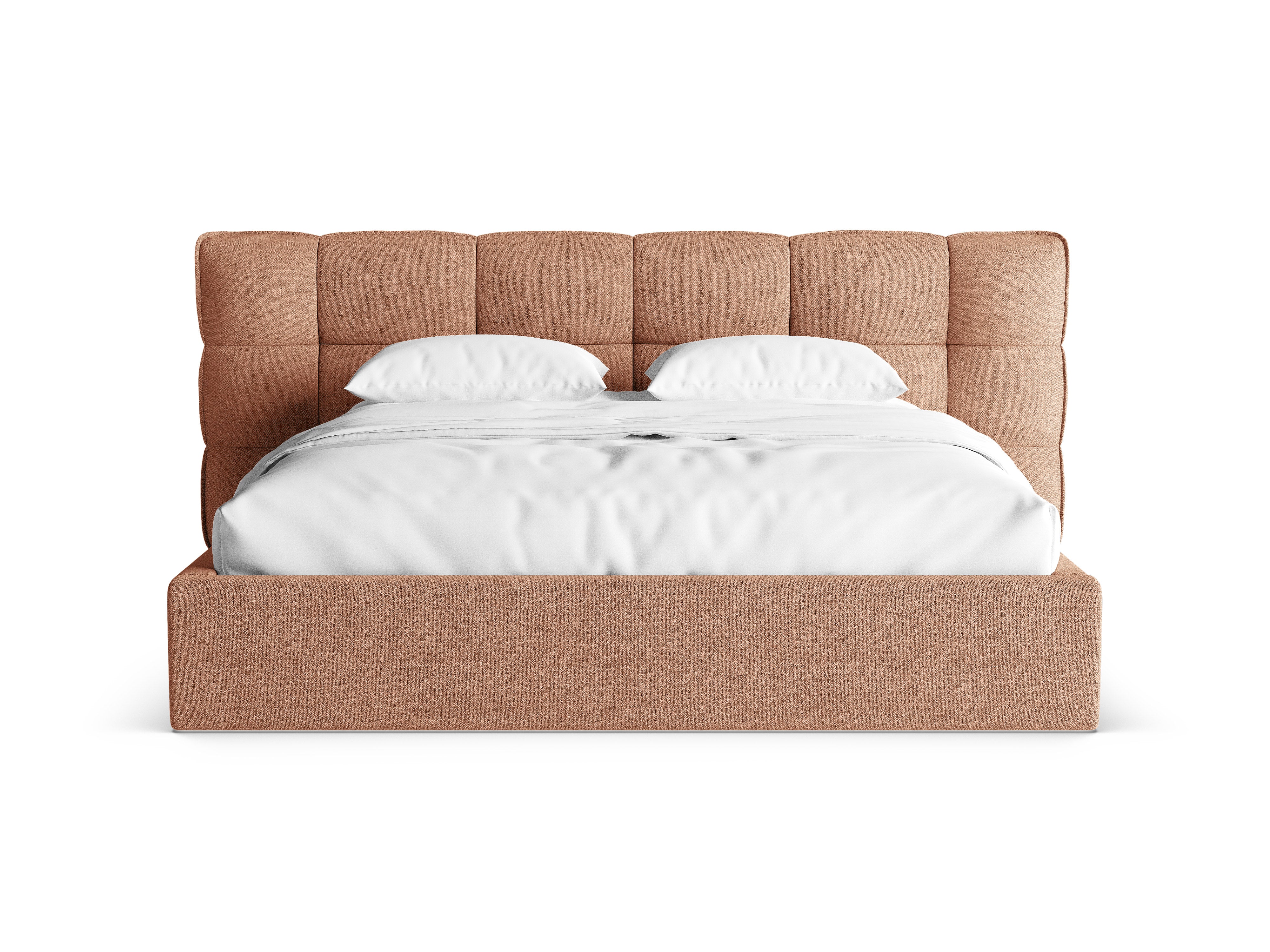 Bed met opbergruimte ERIC perzik boucle