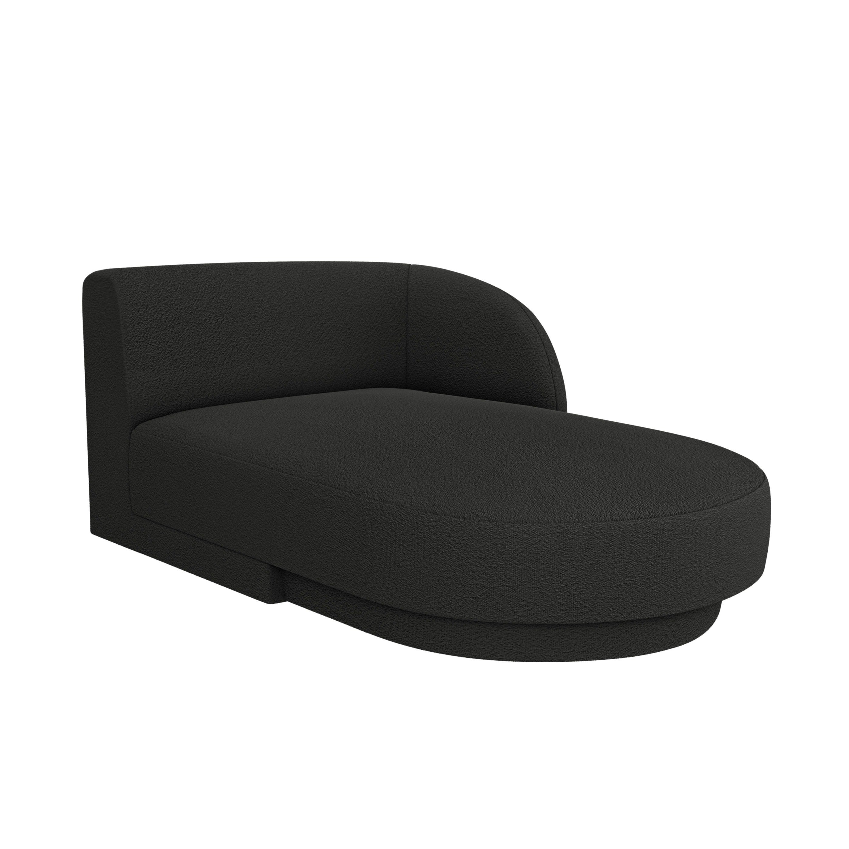 Rechthoekige chaise longue MILEY zwart boucle