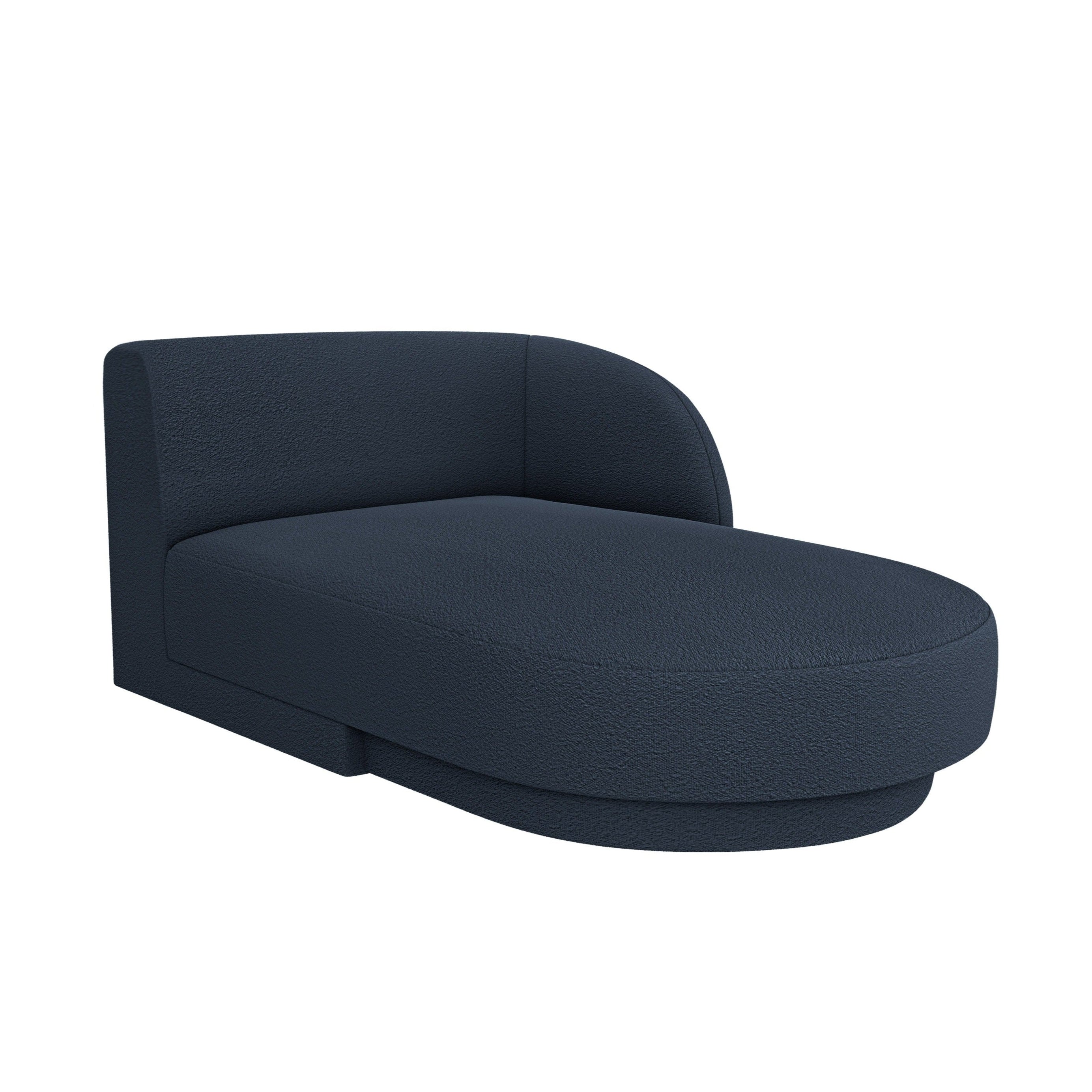 Rechthoekige chaise longue MILEY donkerblauwe boucle