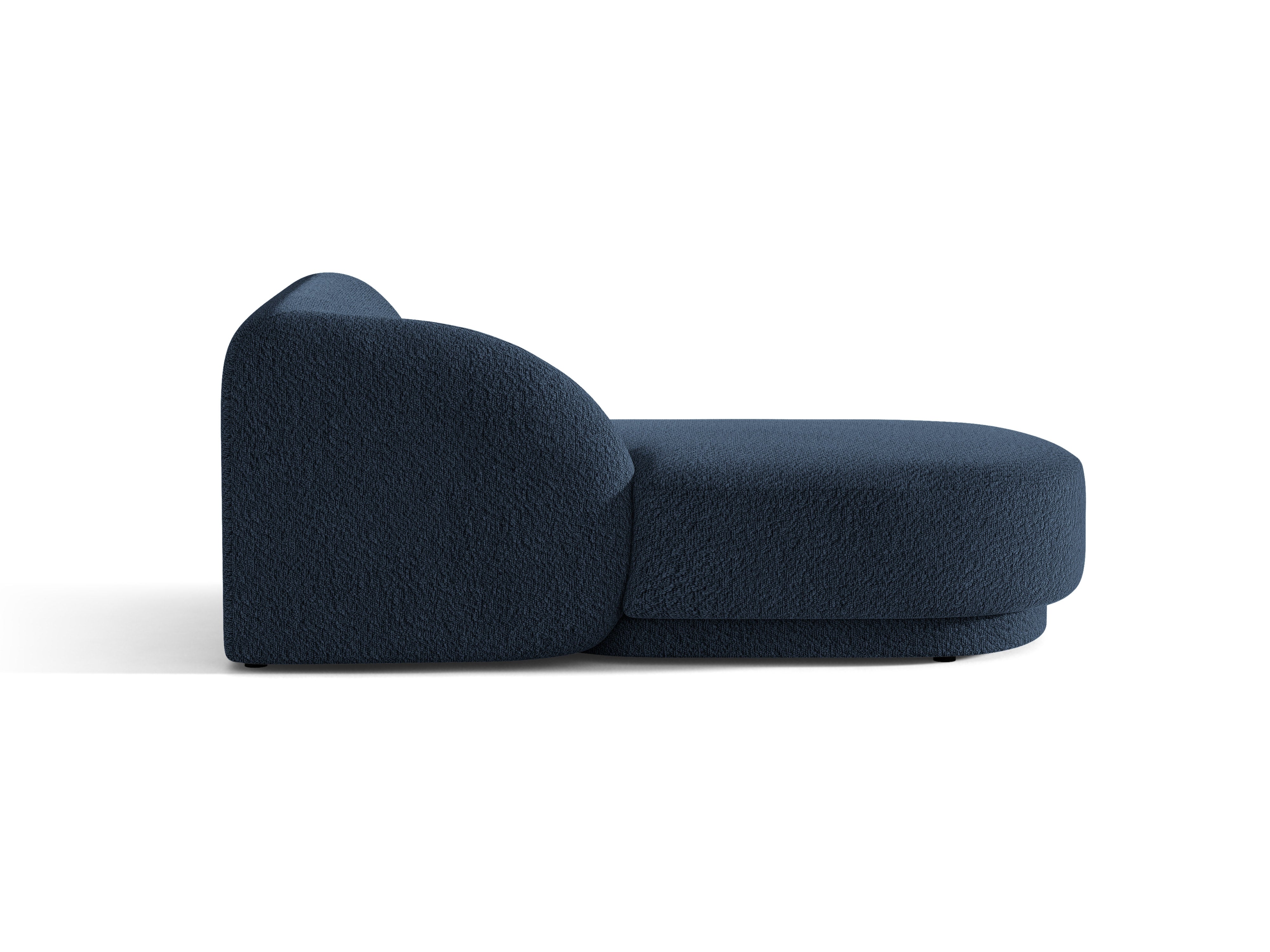 Szezlong lewostronny MILEY ciemnoniebieski boucle – tkanina bouclé