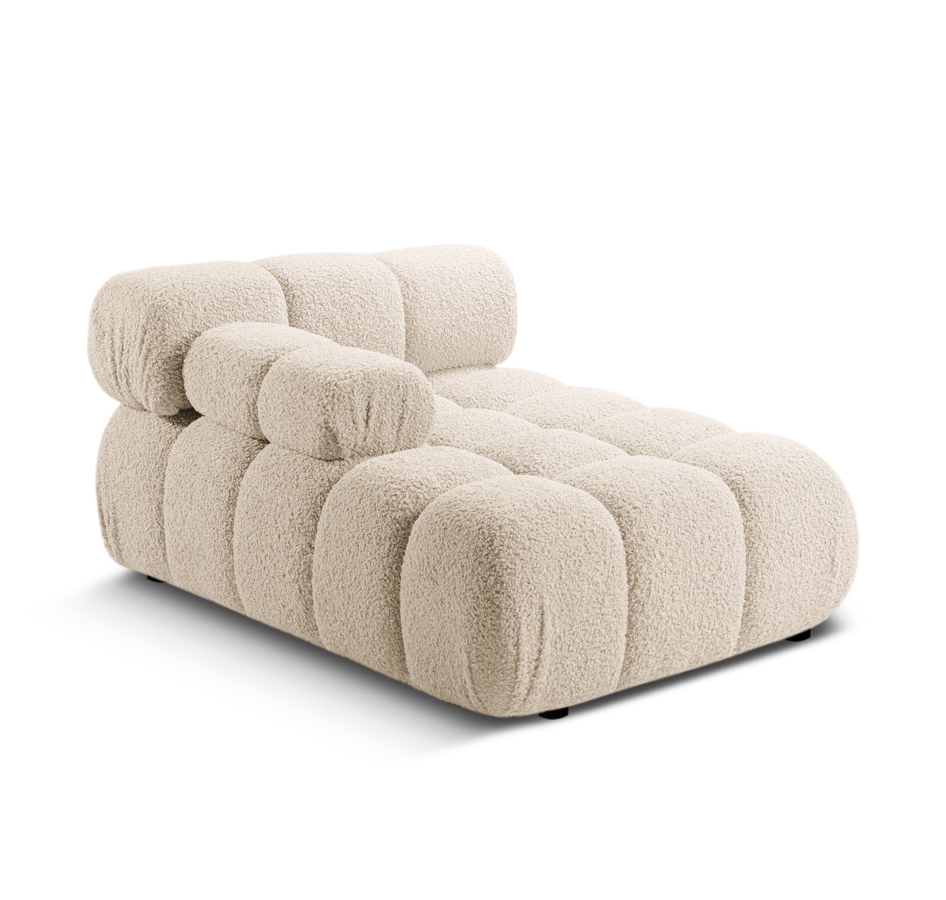 Links georiënteerde BELLIS chaise longue in beige bouclé