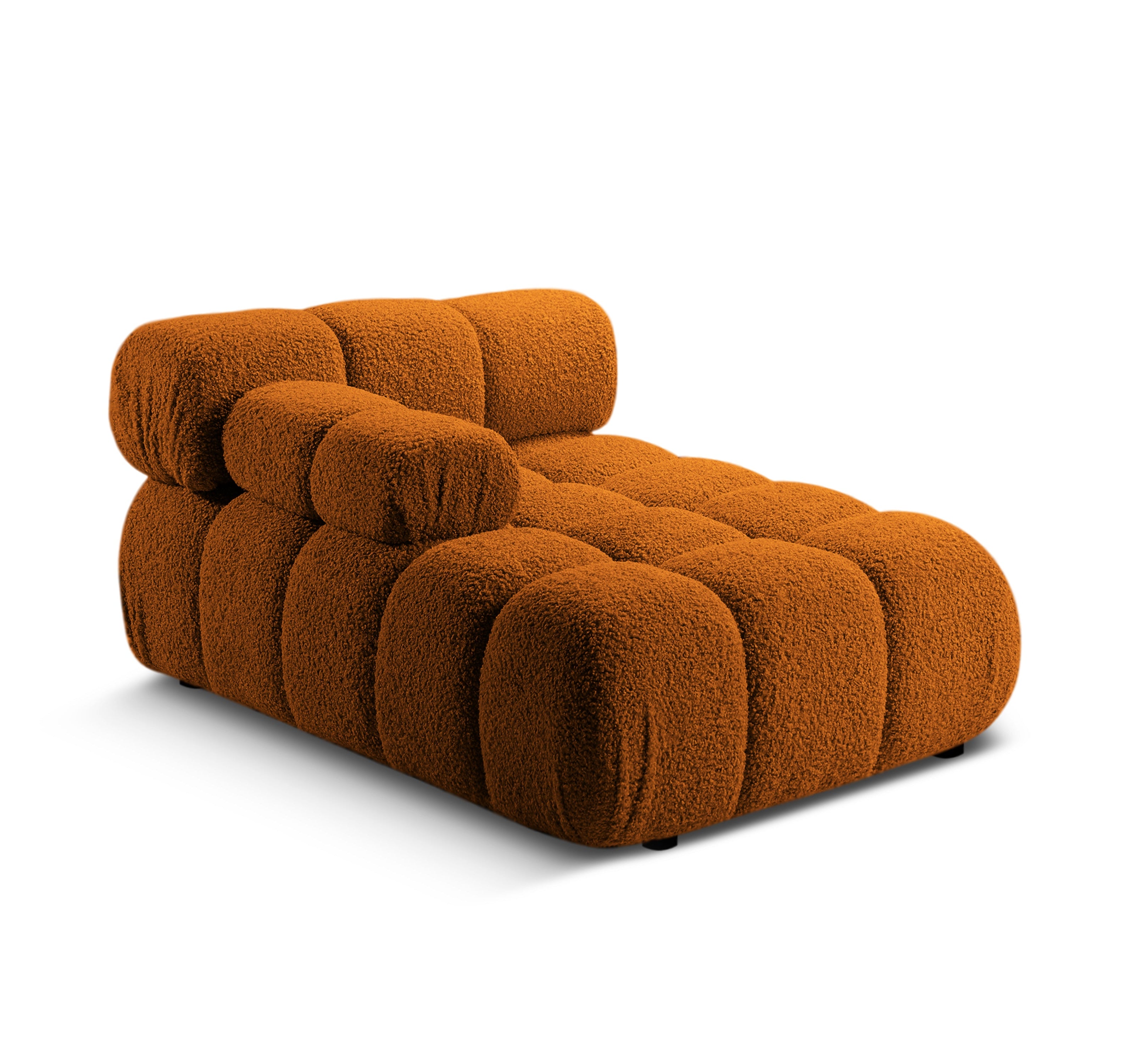 Links georiënteerde BELLIS chaise longue in baksteen bouclé