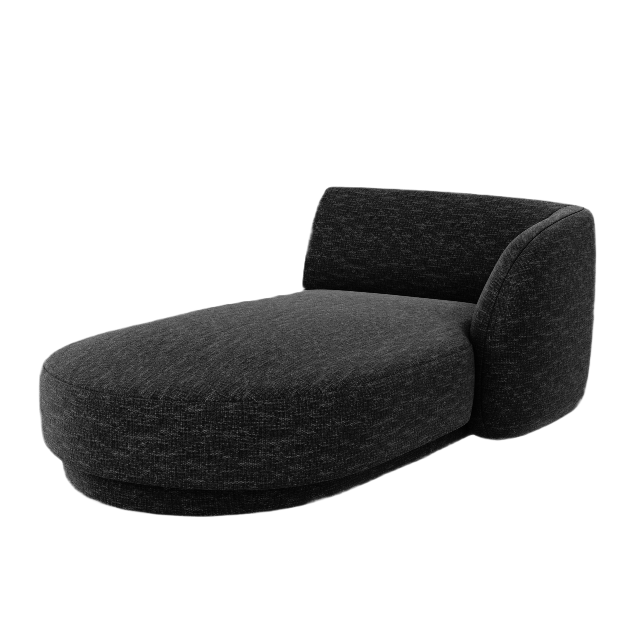 Rechthoekige chaise longue MILEY zwart chenille
