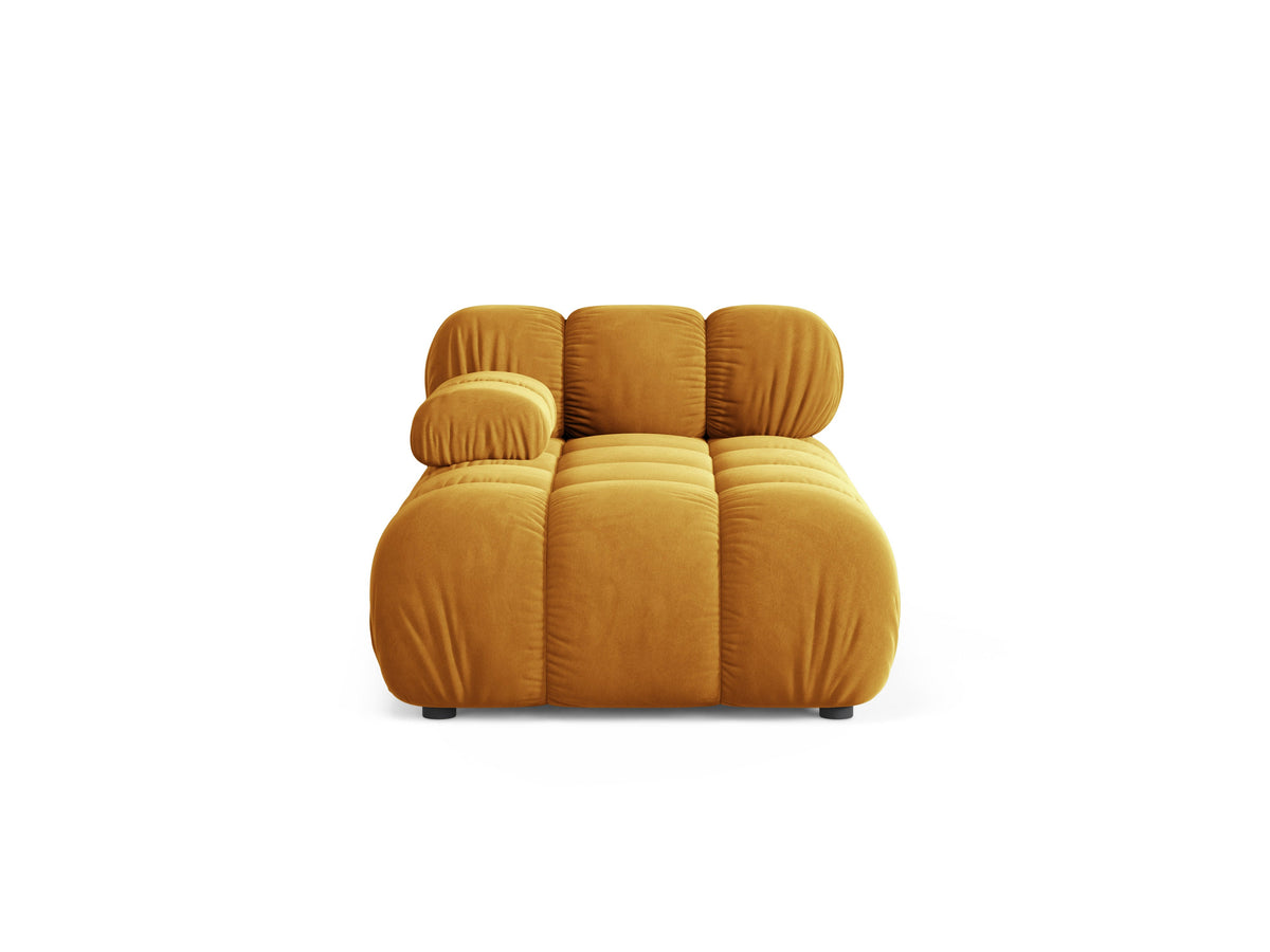 Linker chaise longue BELLIS in mosterdkleurig velours