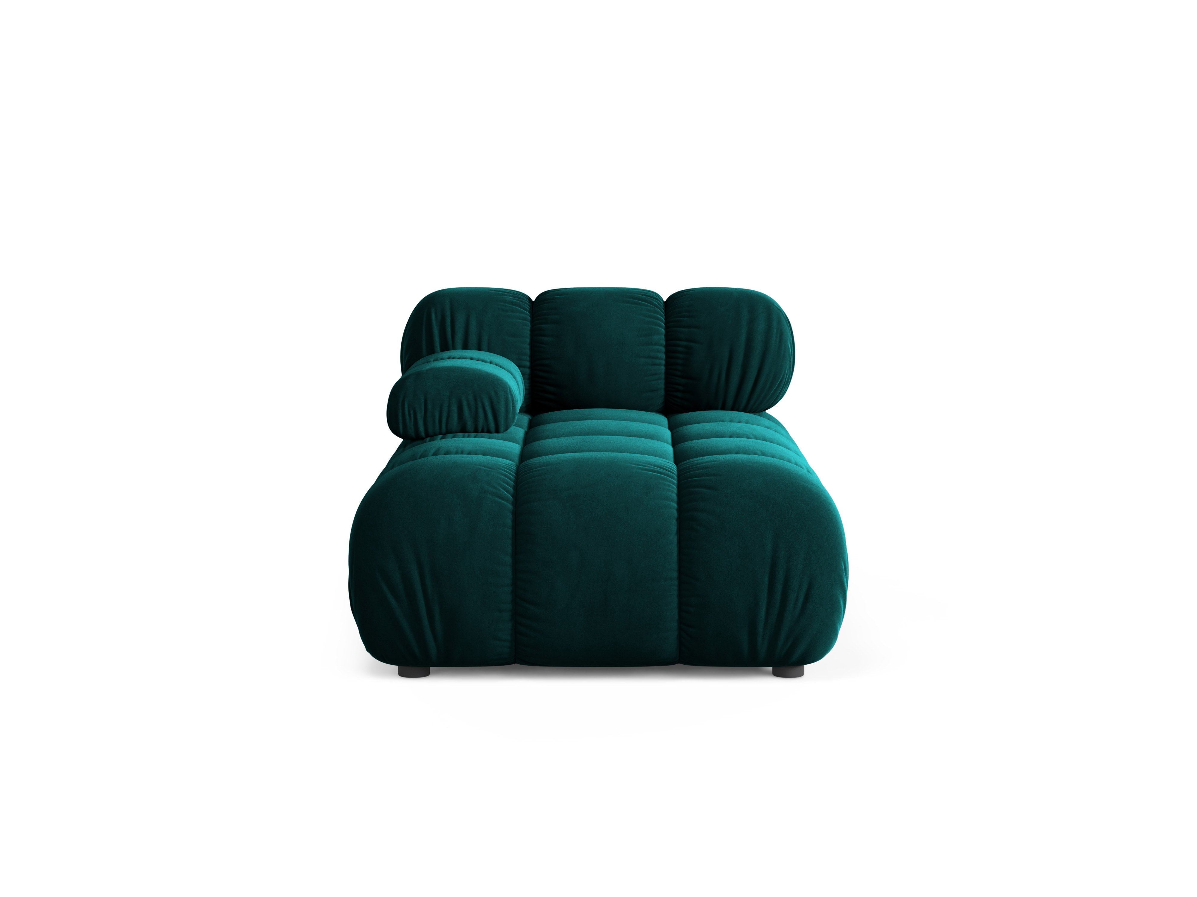 Linkszijdige BELLIS chaise longue in diep petrol velours