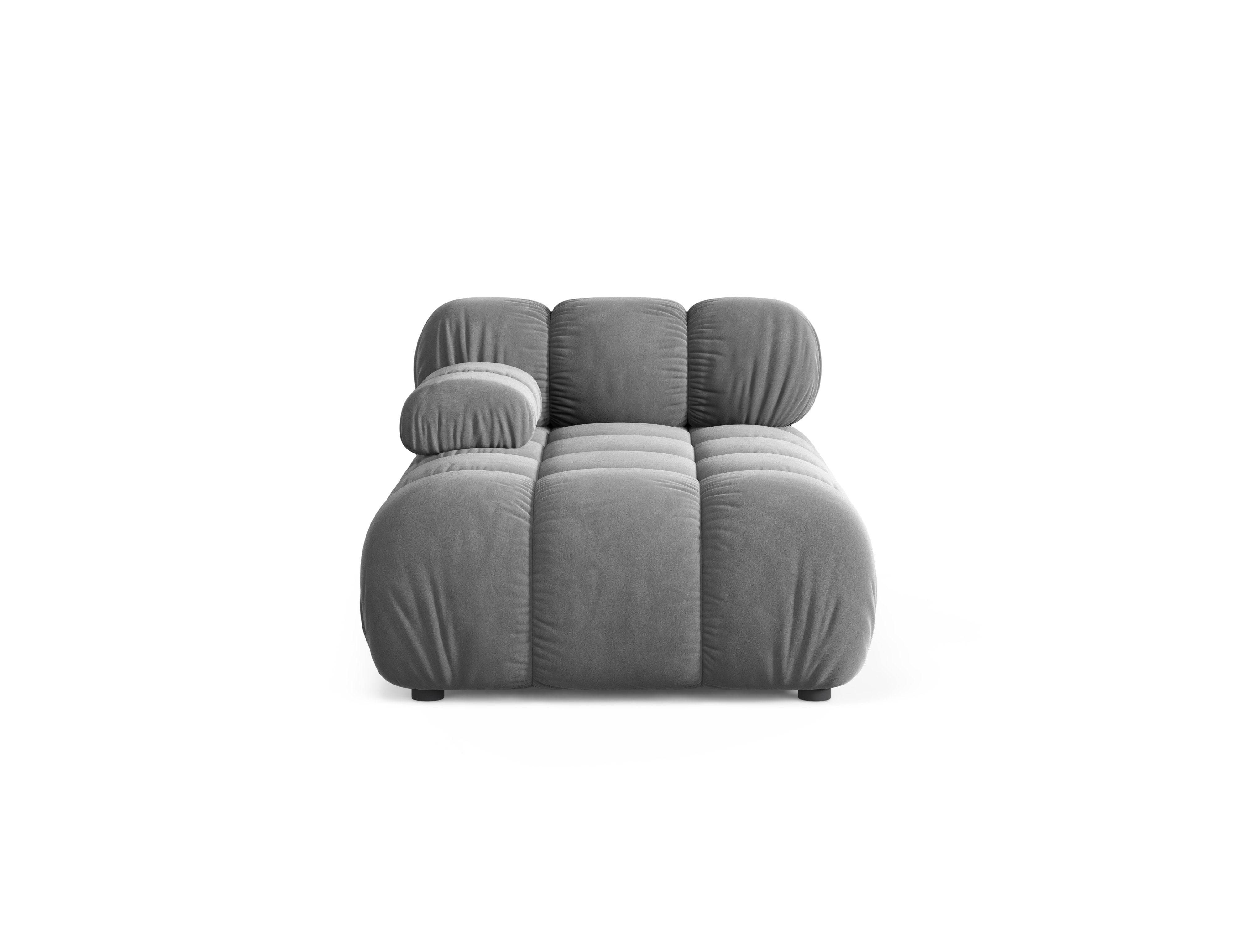 Linker chaise longue BELLIS grijs fluweel