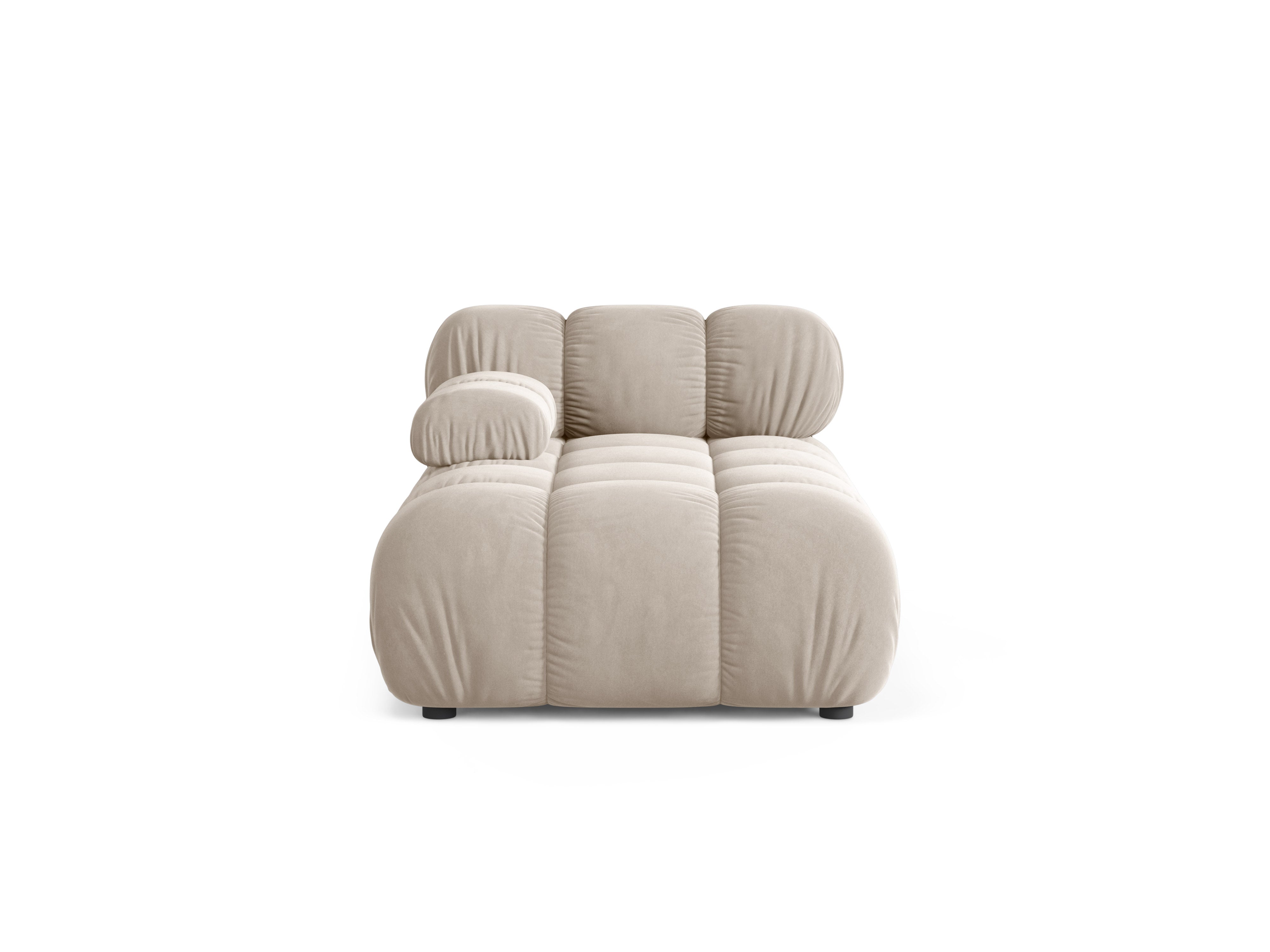 Beige linkszijdige fluwelen chaise longue BELLIS