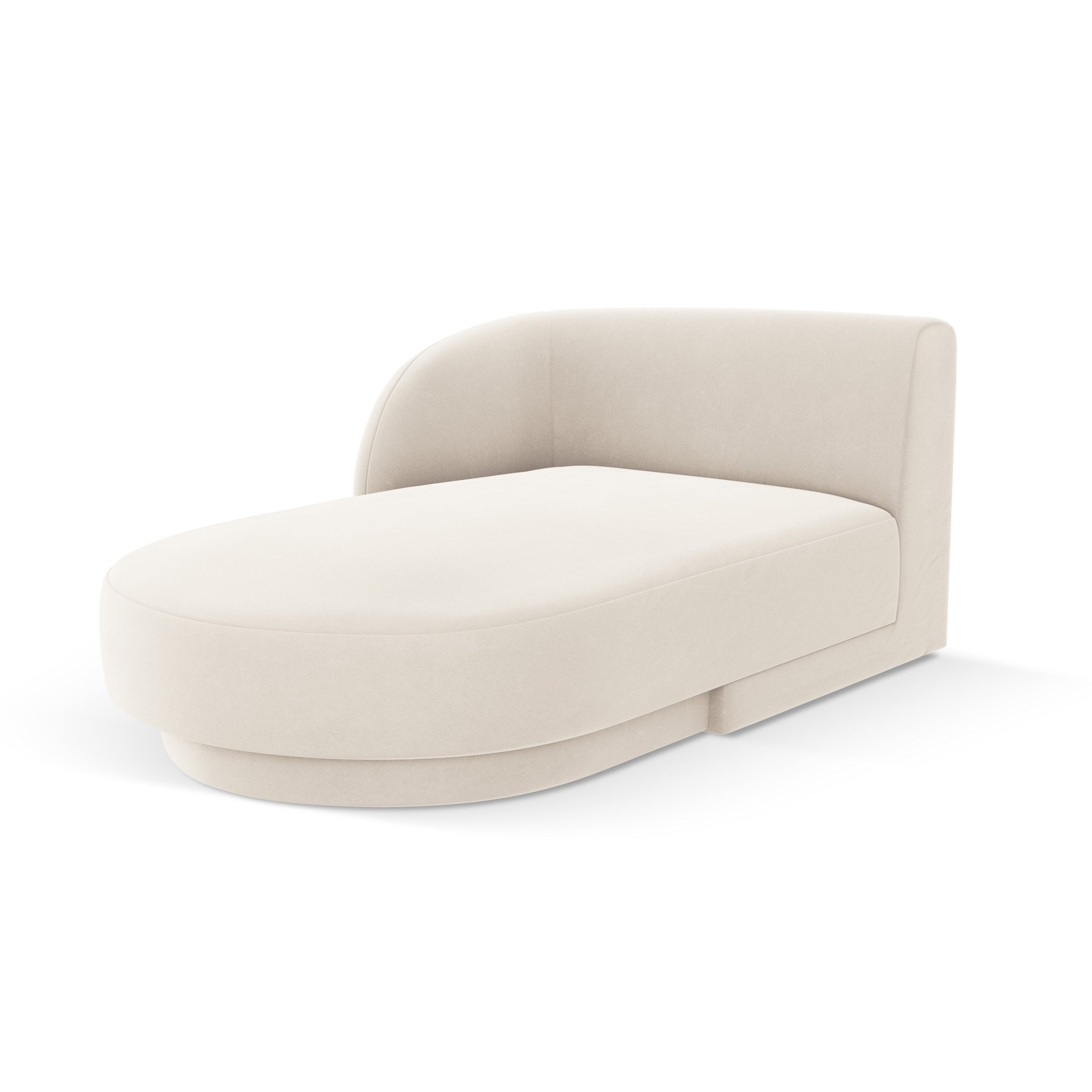MILEY lichtbeige linkszijdige fluwelen chaise longue
