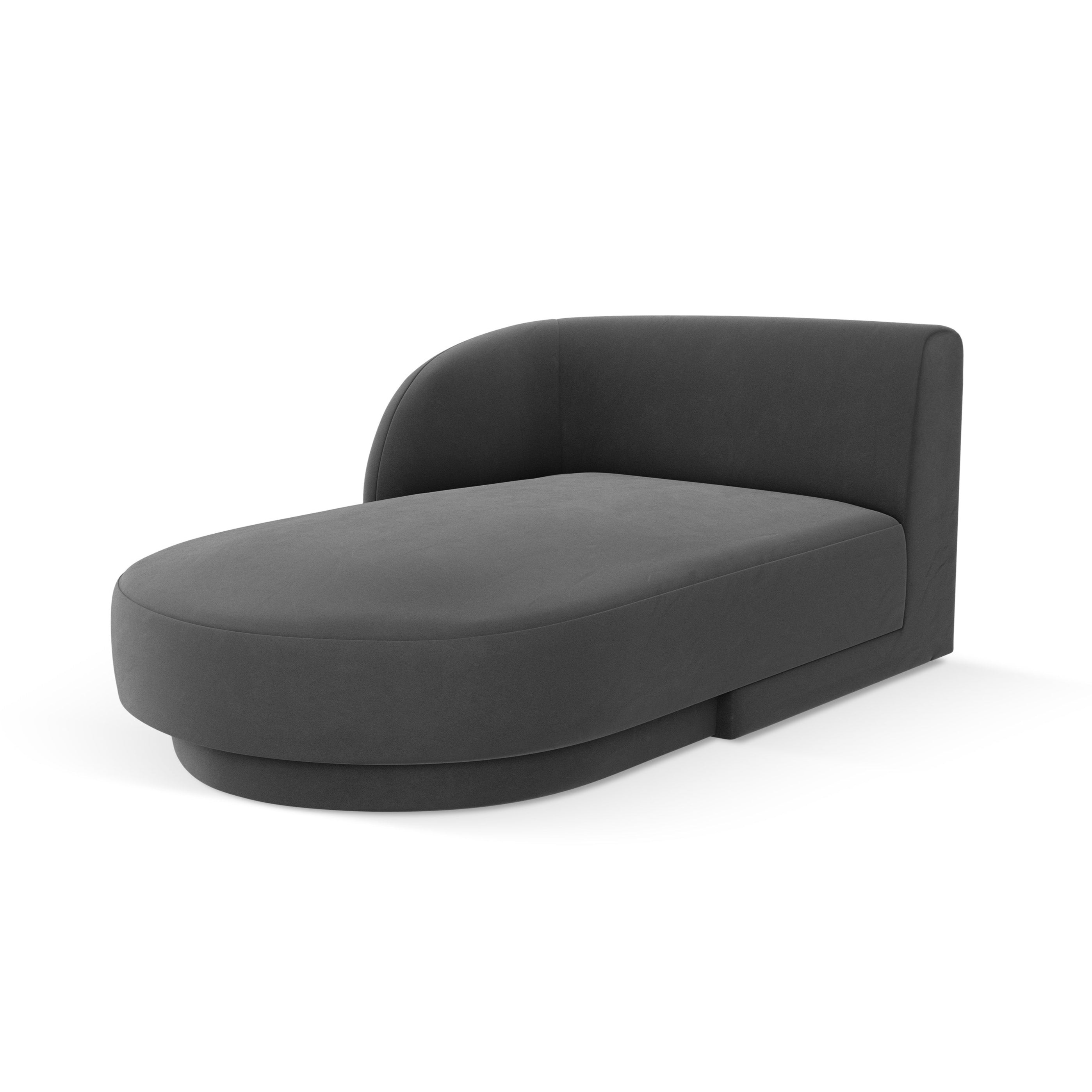 Grijze linkszijdige fluwelen chaise longue MILEY