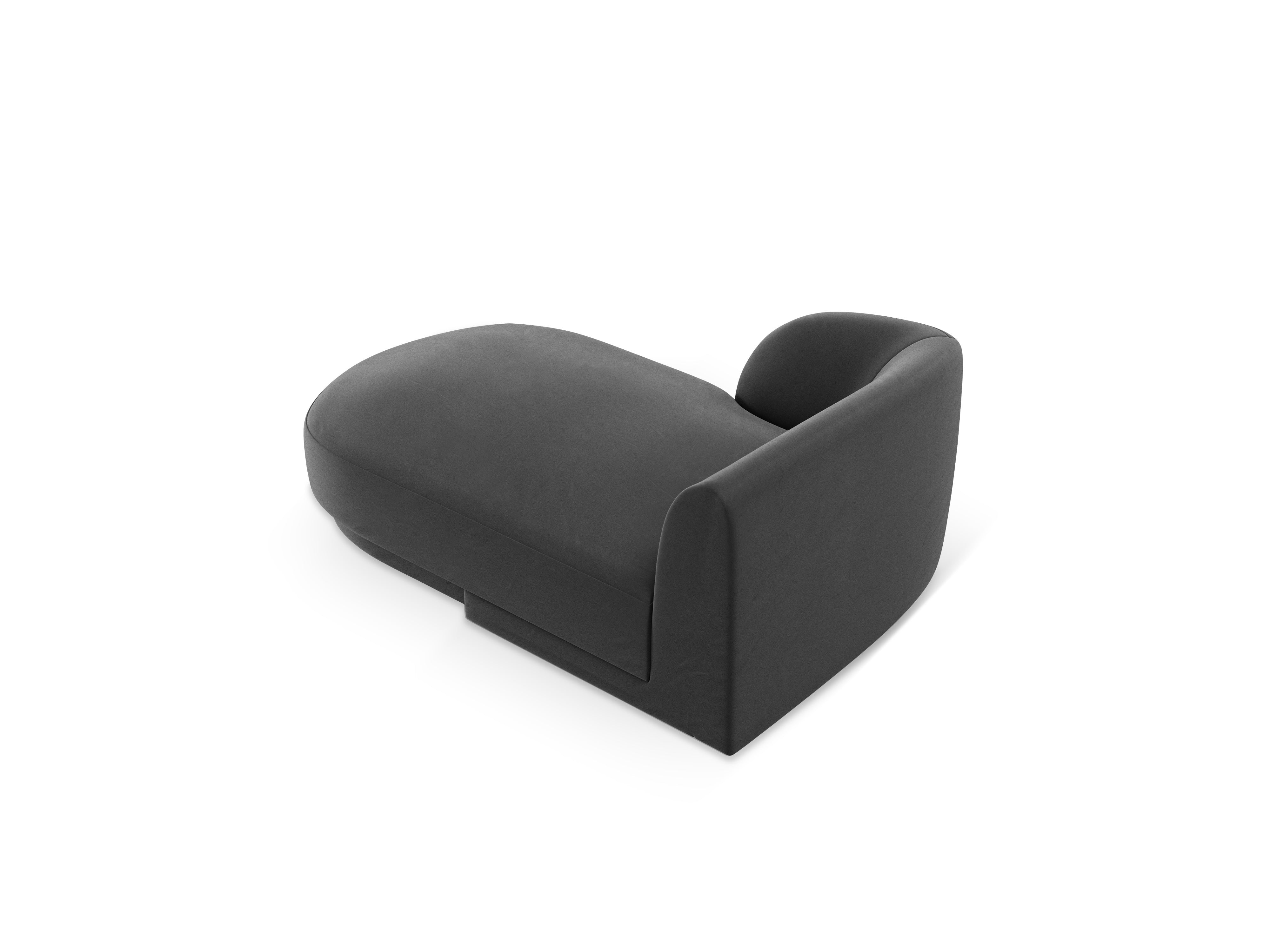 Grijze linkszijdige fluwelen chaise longue MILEY