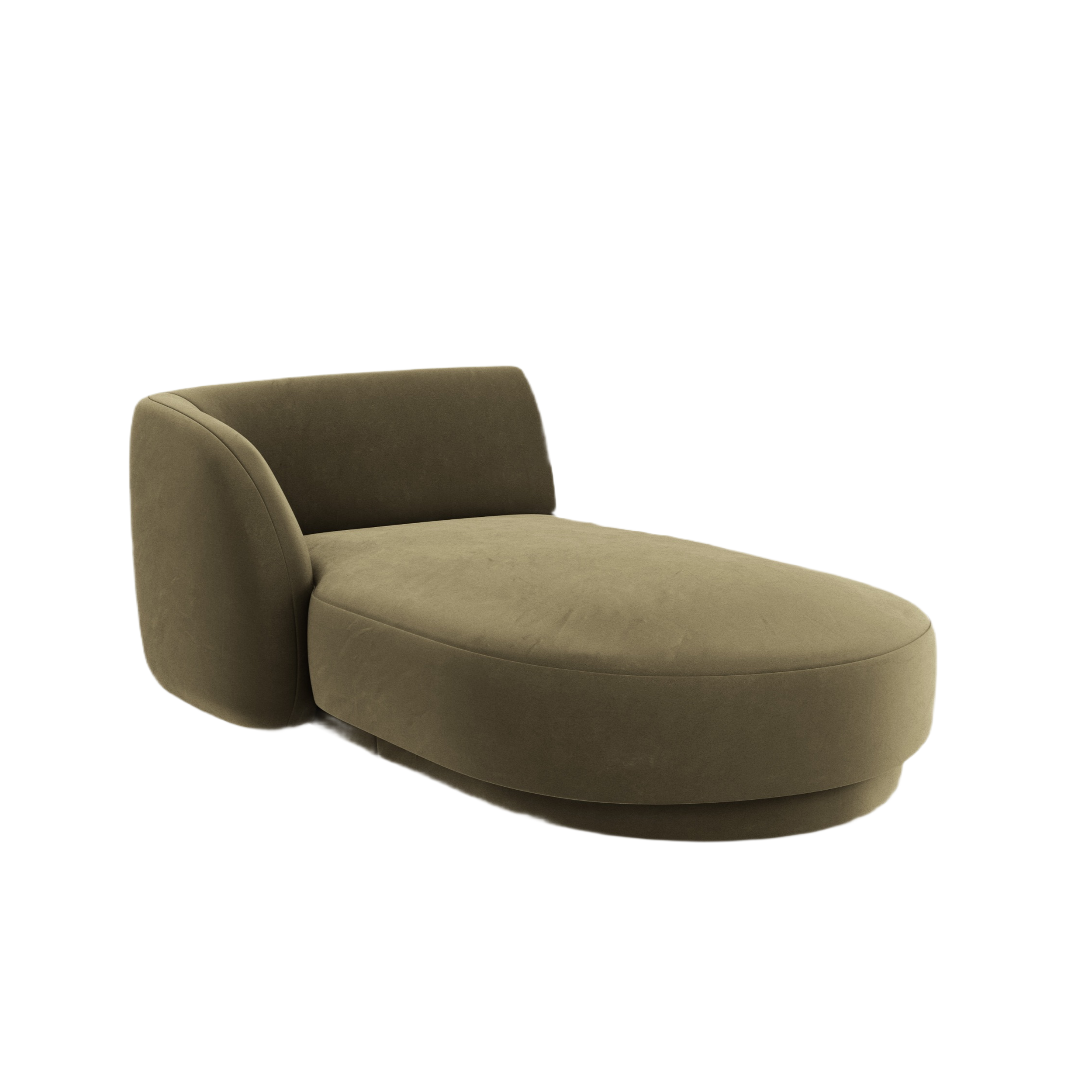 Groene linkszijdige fluwelen chaise longue MILEY