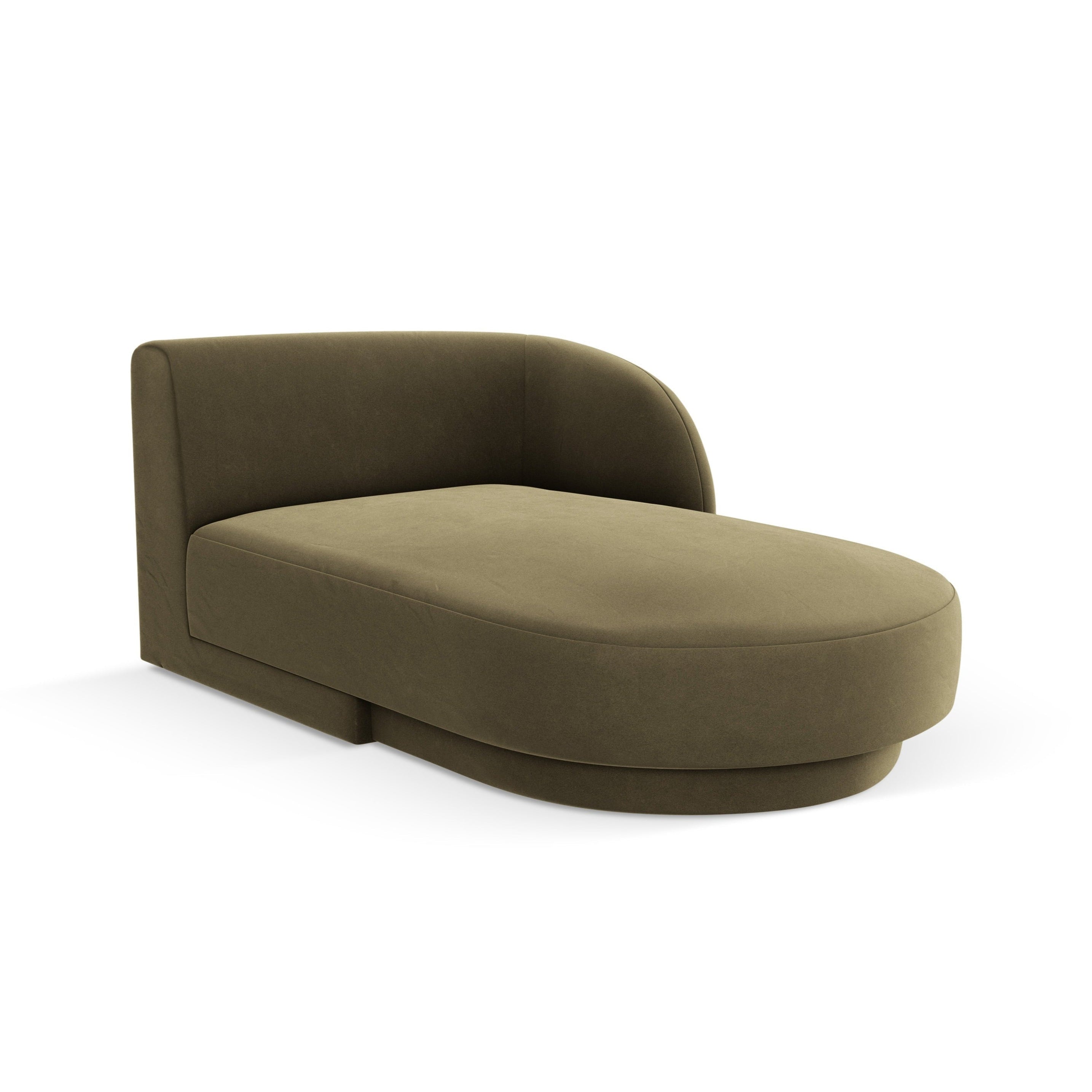 Right-facing velvet chaise longue MILEY green