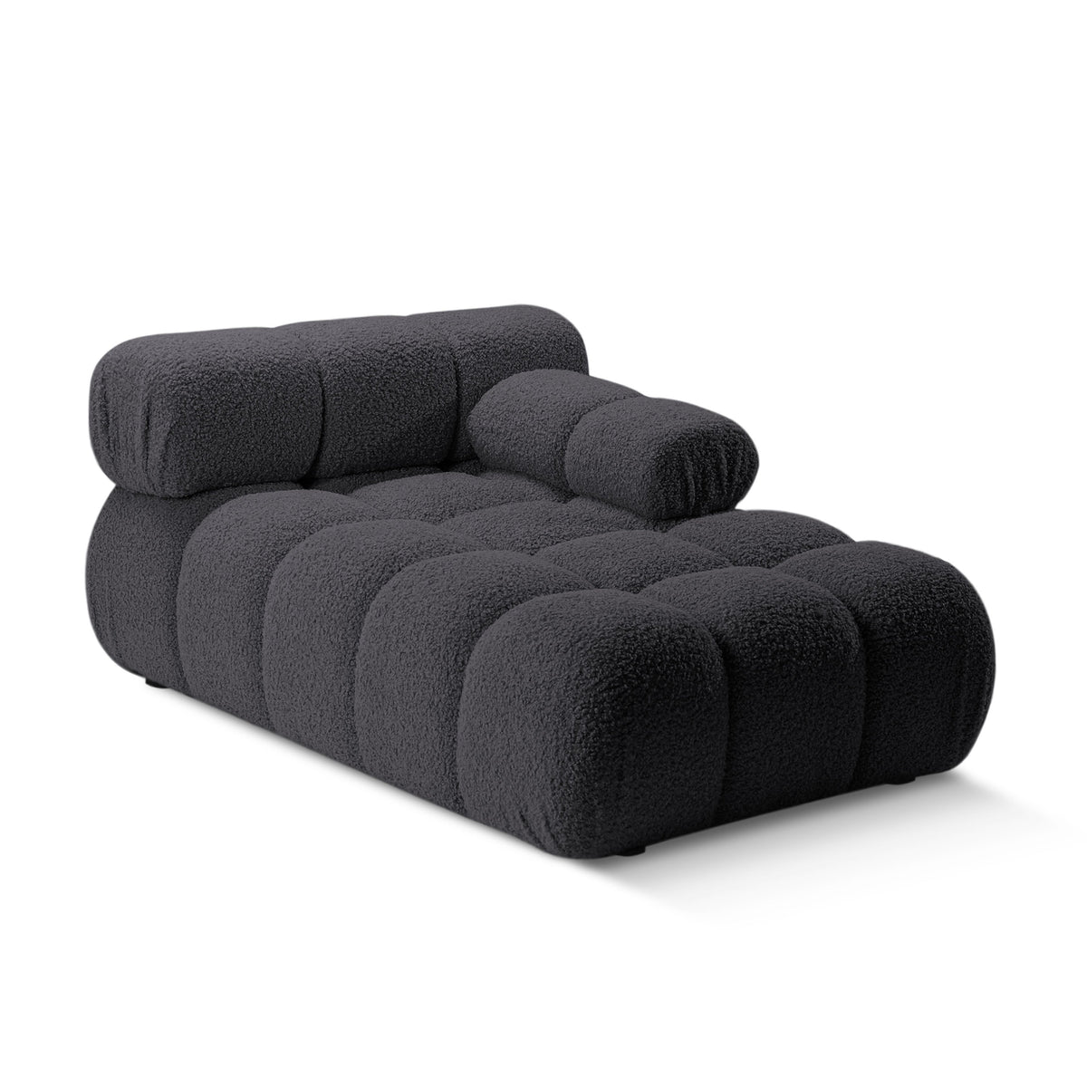 Rechters chaise longue BELLIS in grafiet bouclé