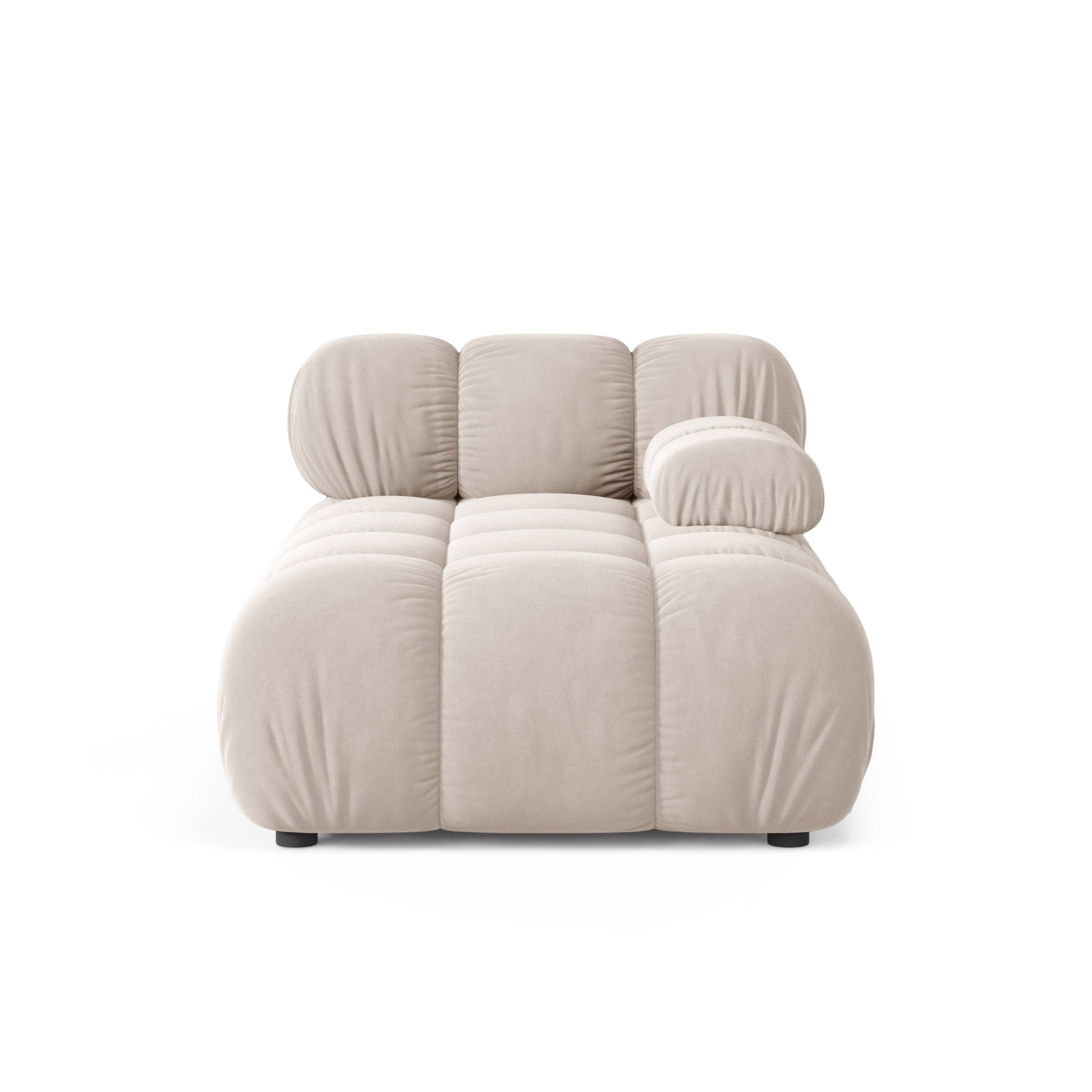 Rechthoekige BELLIS chaise longue in lichtbeige velours