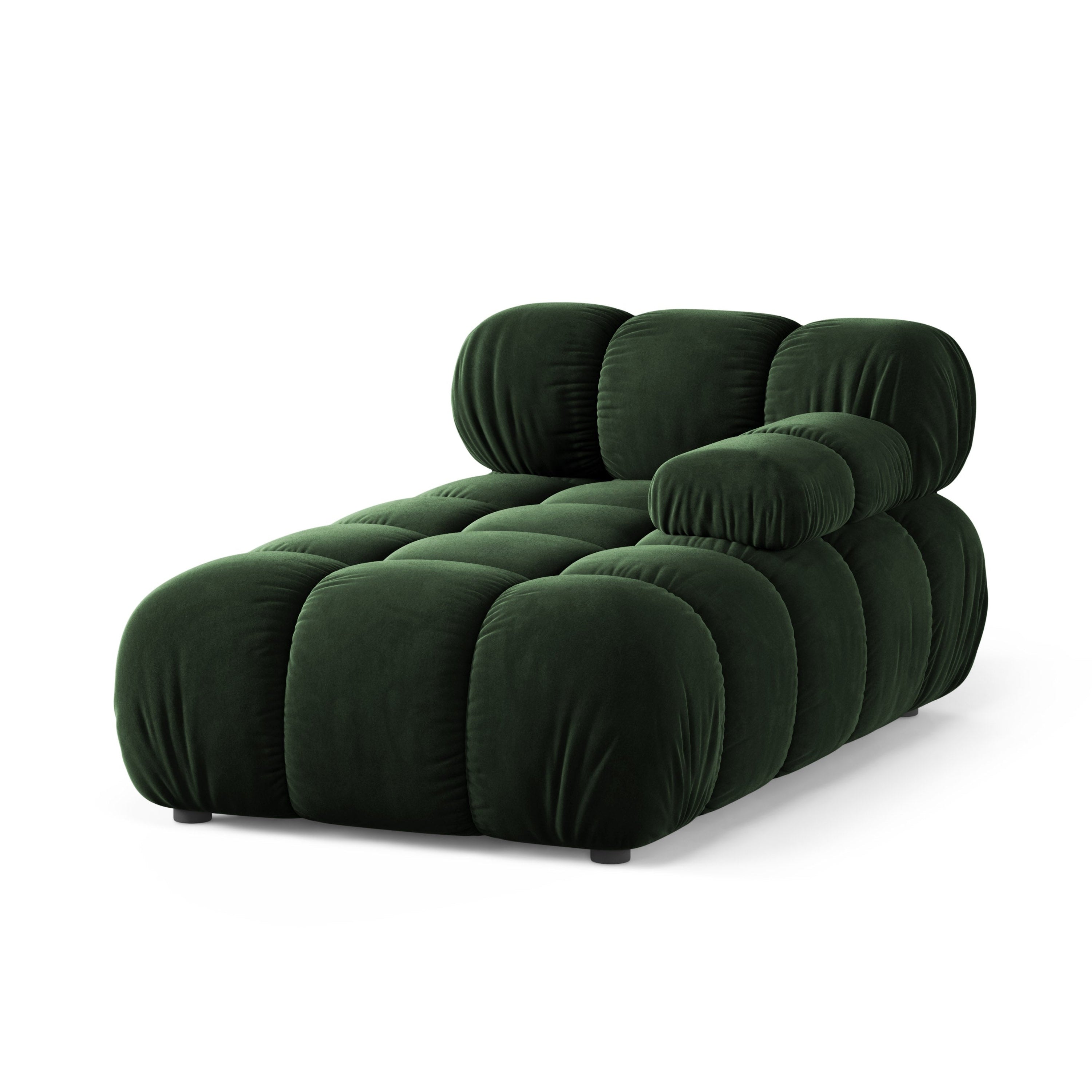 Rechtersidet chaise longue BELLIS in flessengroen velours