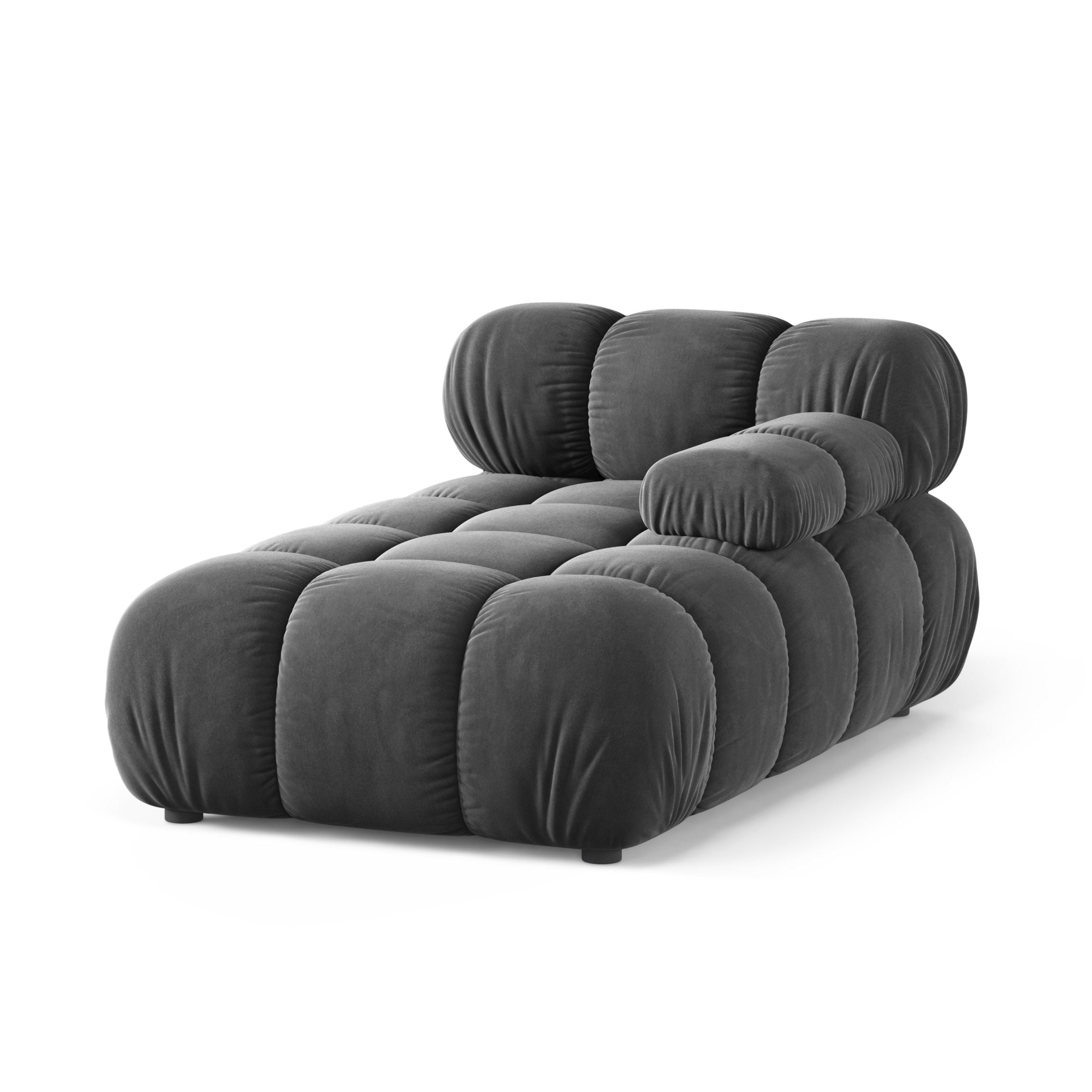 Rechters chaise longue BELLIS donkergrijs fluweel