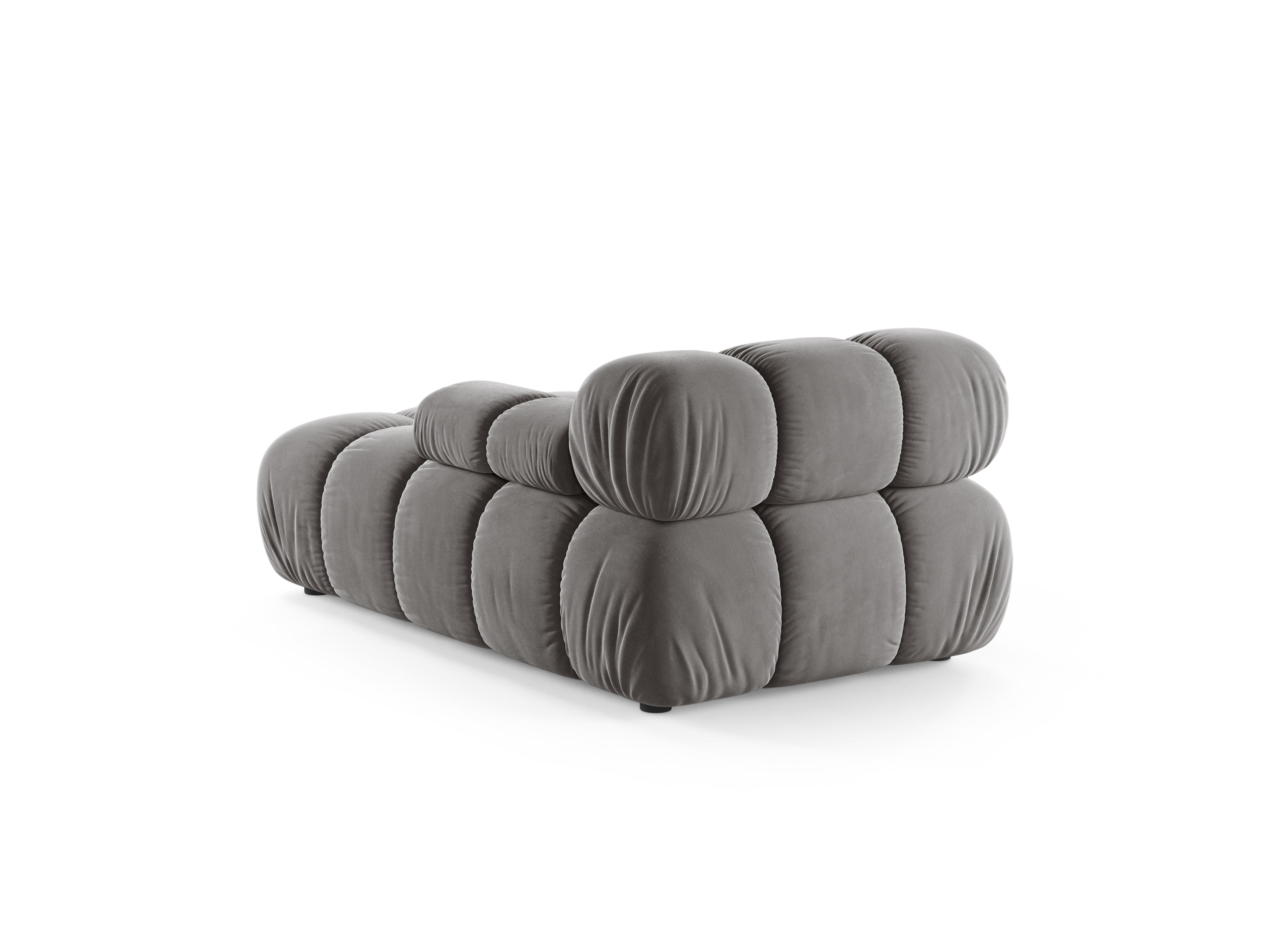 Grijze BELLIS rechtszijdige fluwelen chaise longue