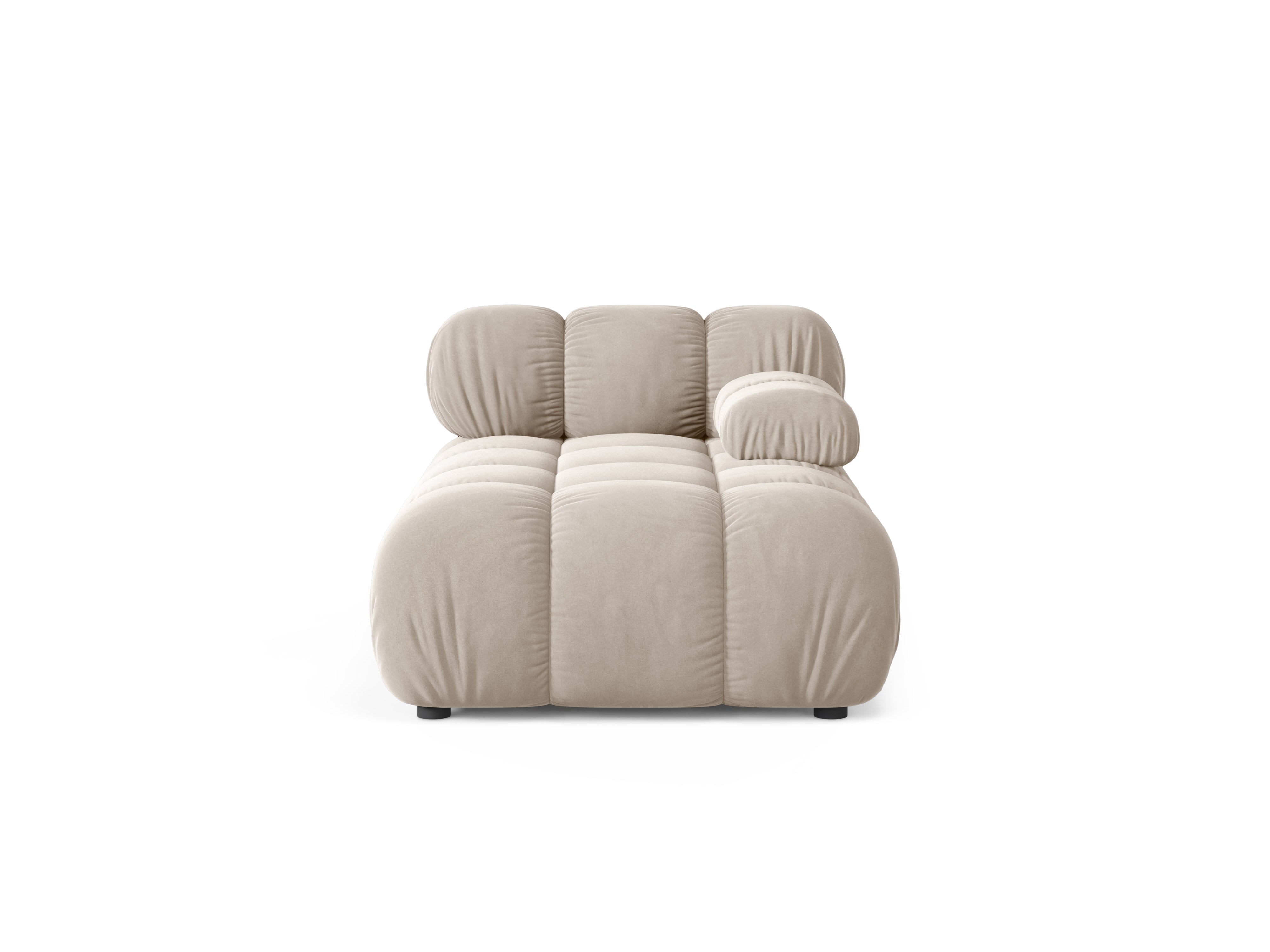 Beige BELLIS rechtszijdige fluwelen chaise longue