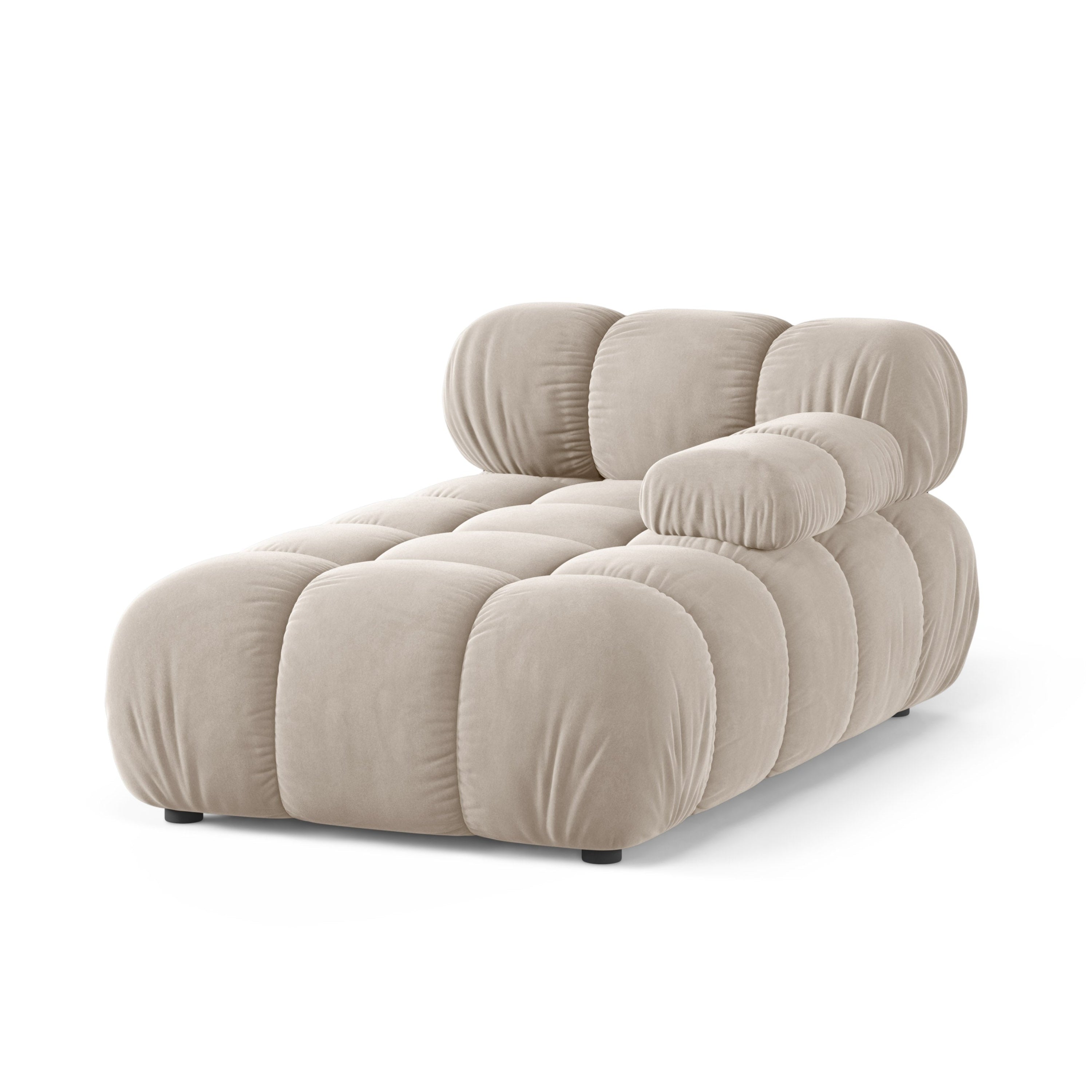 Beige BELLIS rechtszijdige fluwelen chaise longue