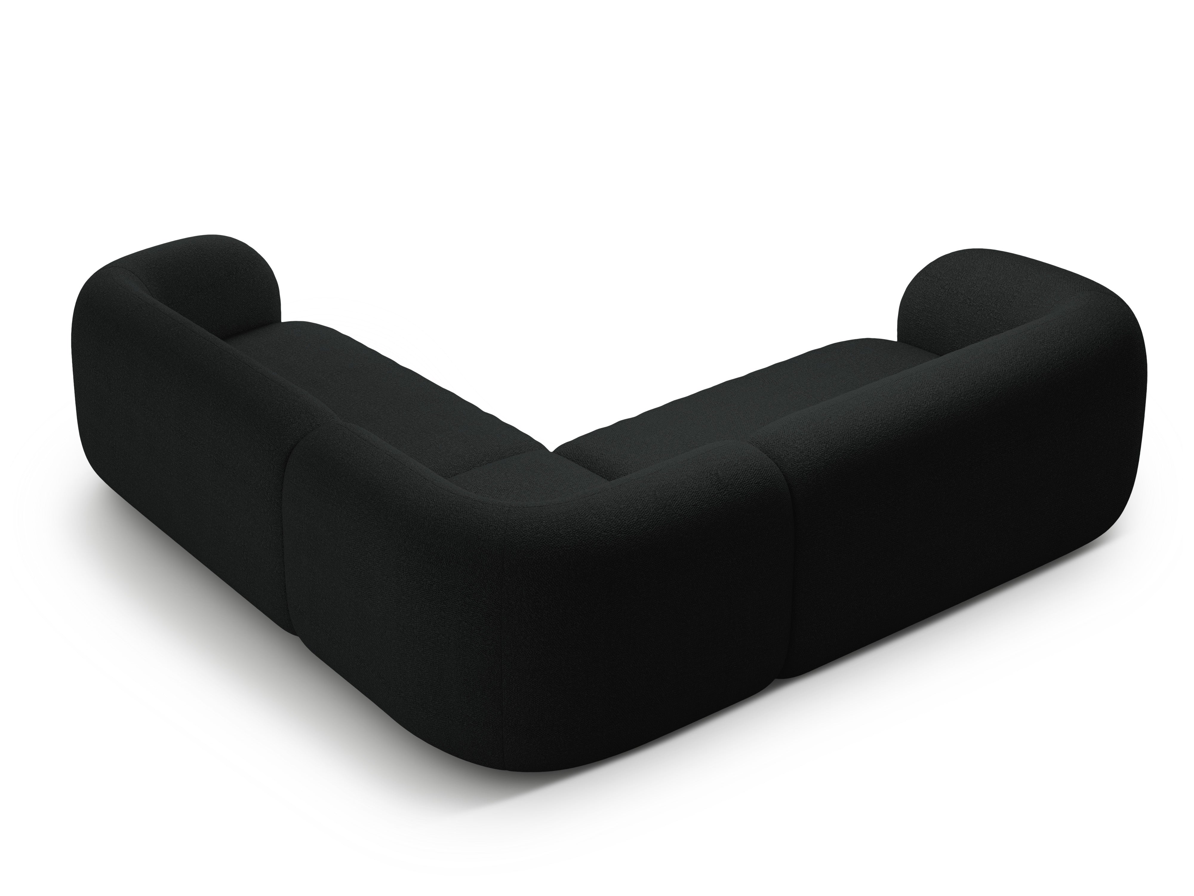 Symmetrische hoekbank KATE zwarte boucle