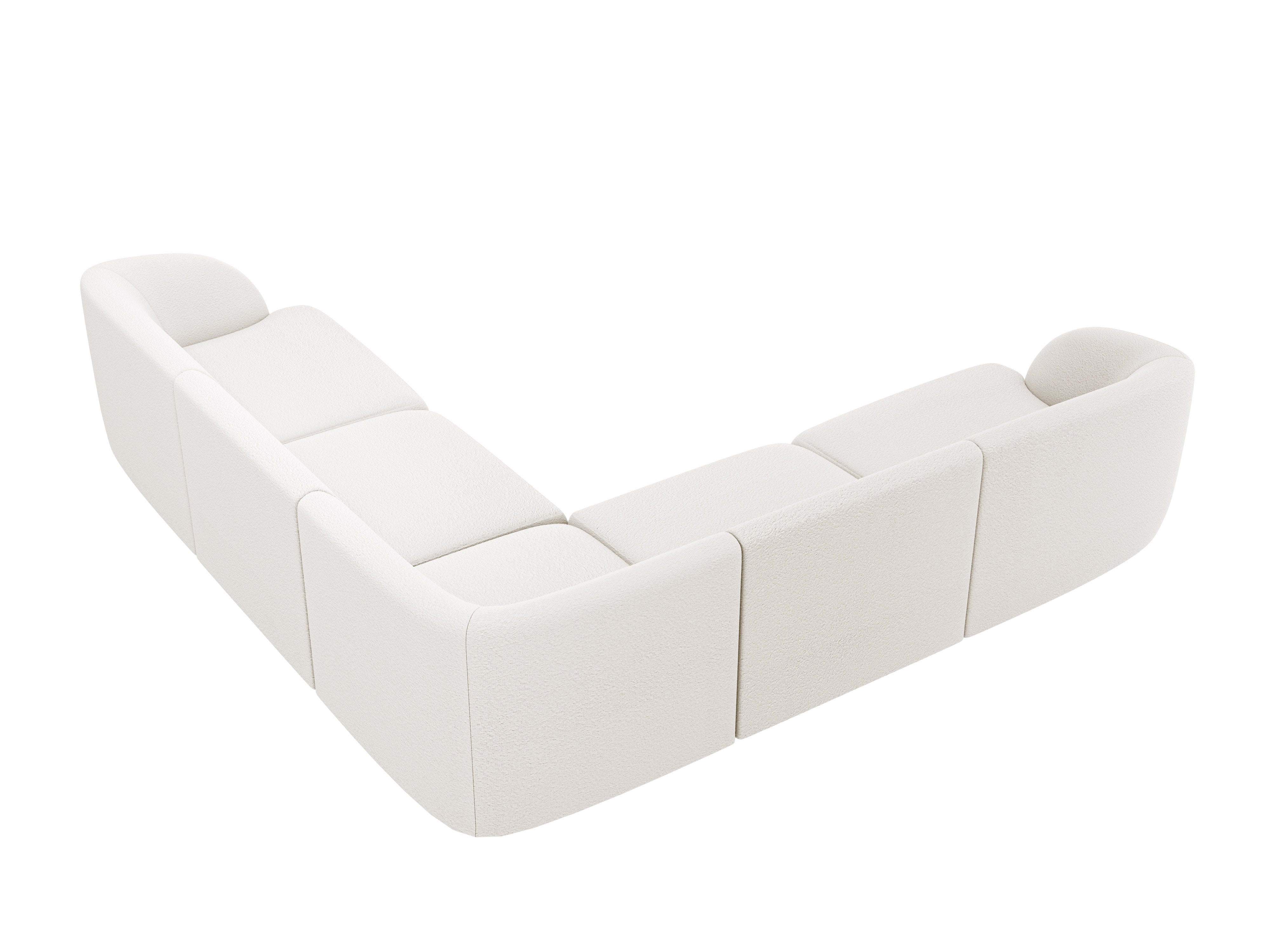 Symmetrische hoekbank voor 5 personen MILEY witte boucle