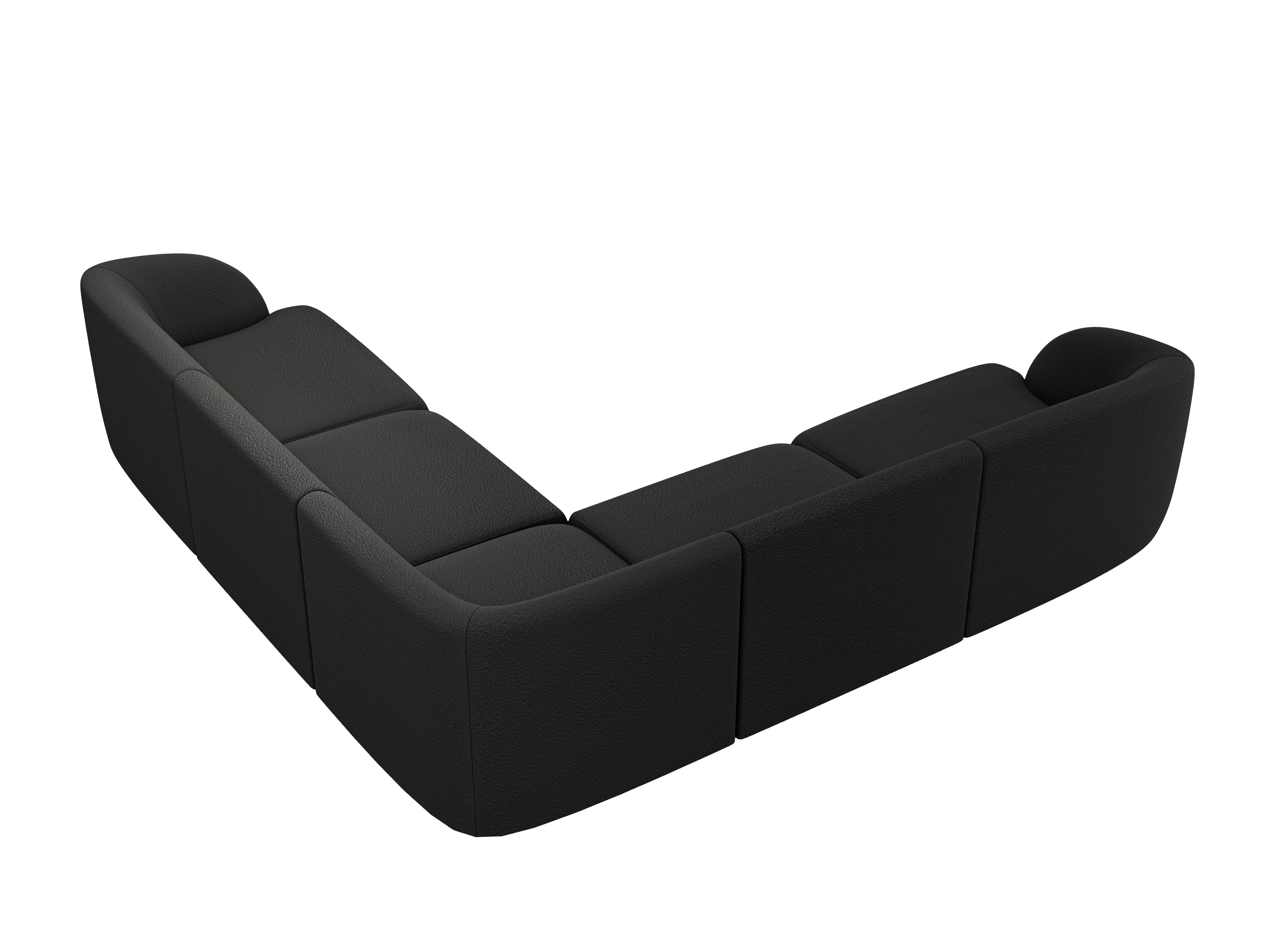 Symmetrical 5-Seater Corner Sofa MILEY Black Boucle