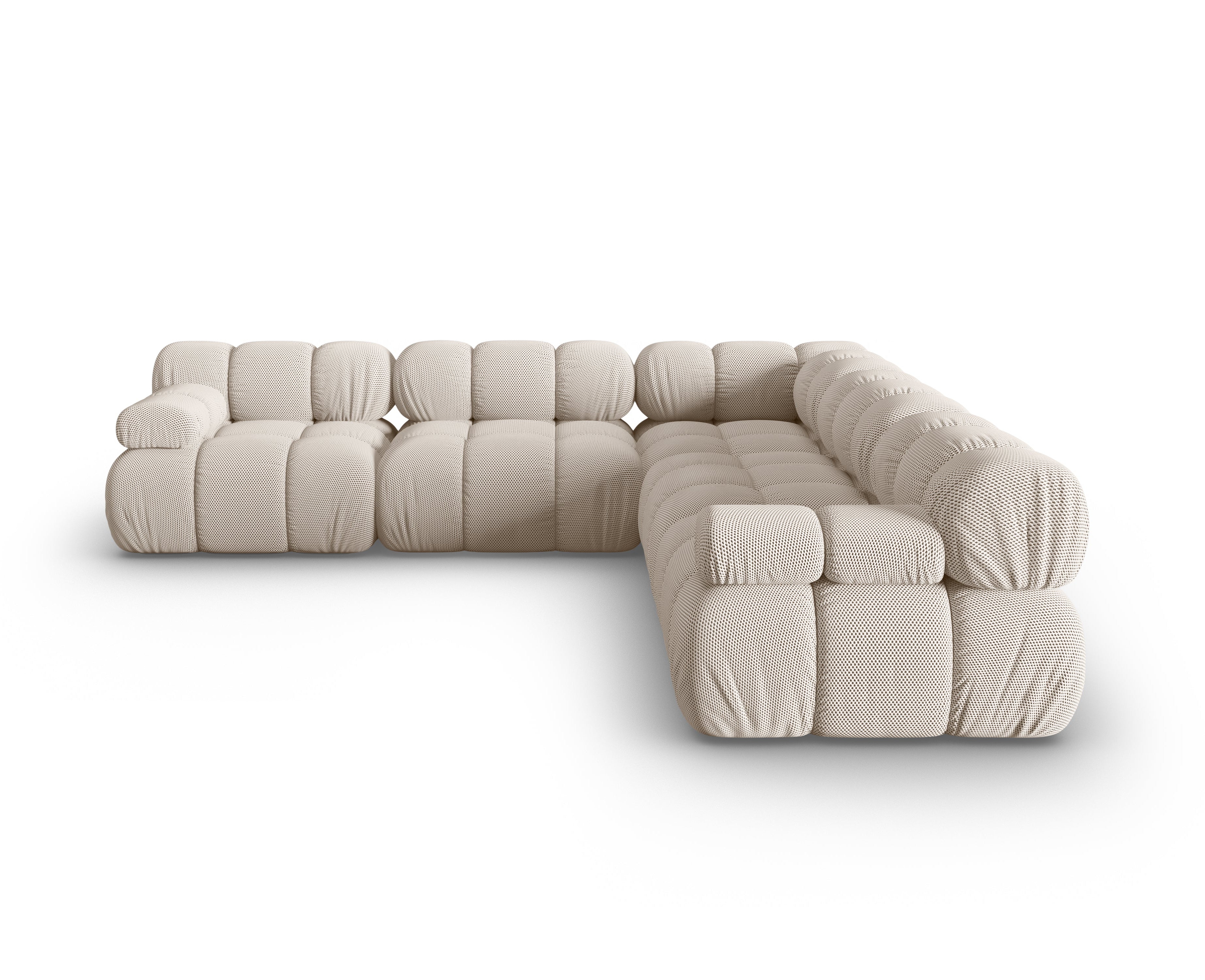 Symmetrische hoekbank BELLIS in beige 3D-stof