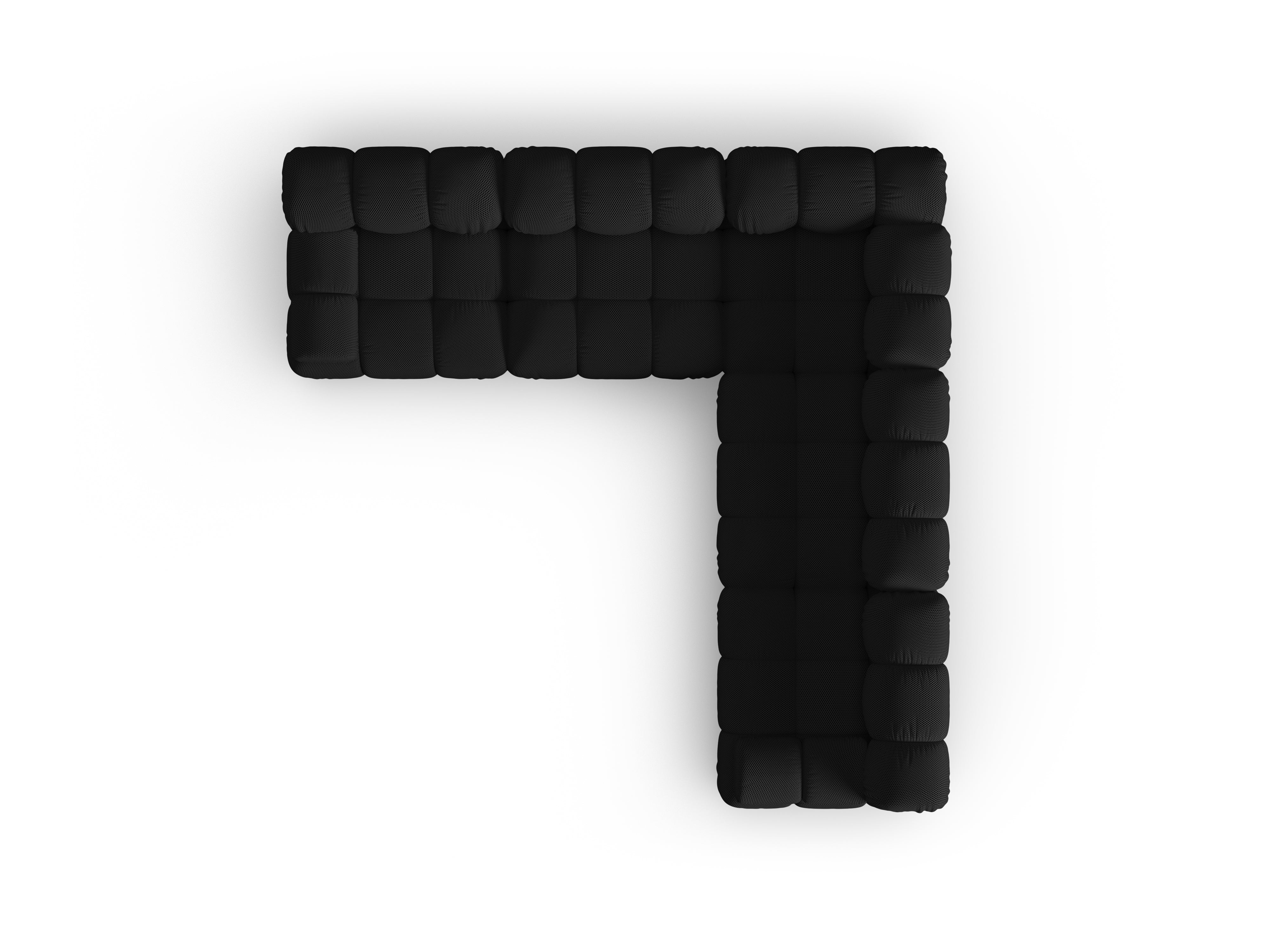 Symmetrische BELLIS hoekbank in zwarte 3D-stof