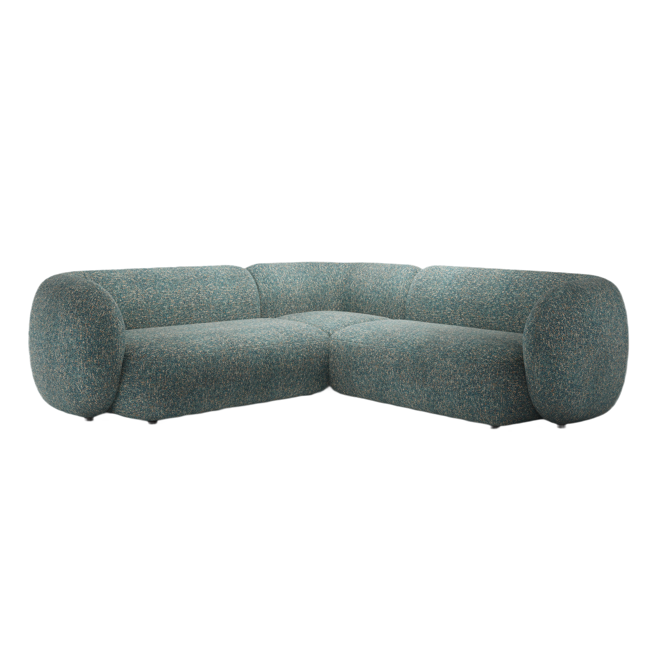 Symmetrische Eckcouch KATE blauer Melange