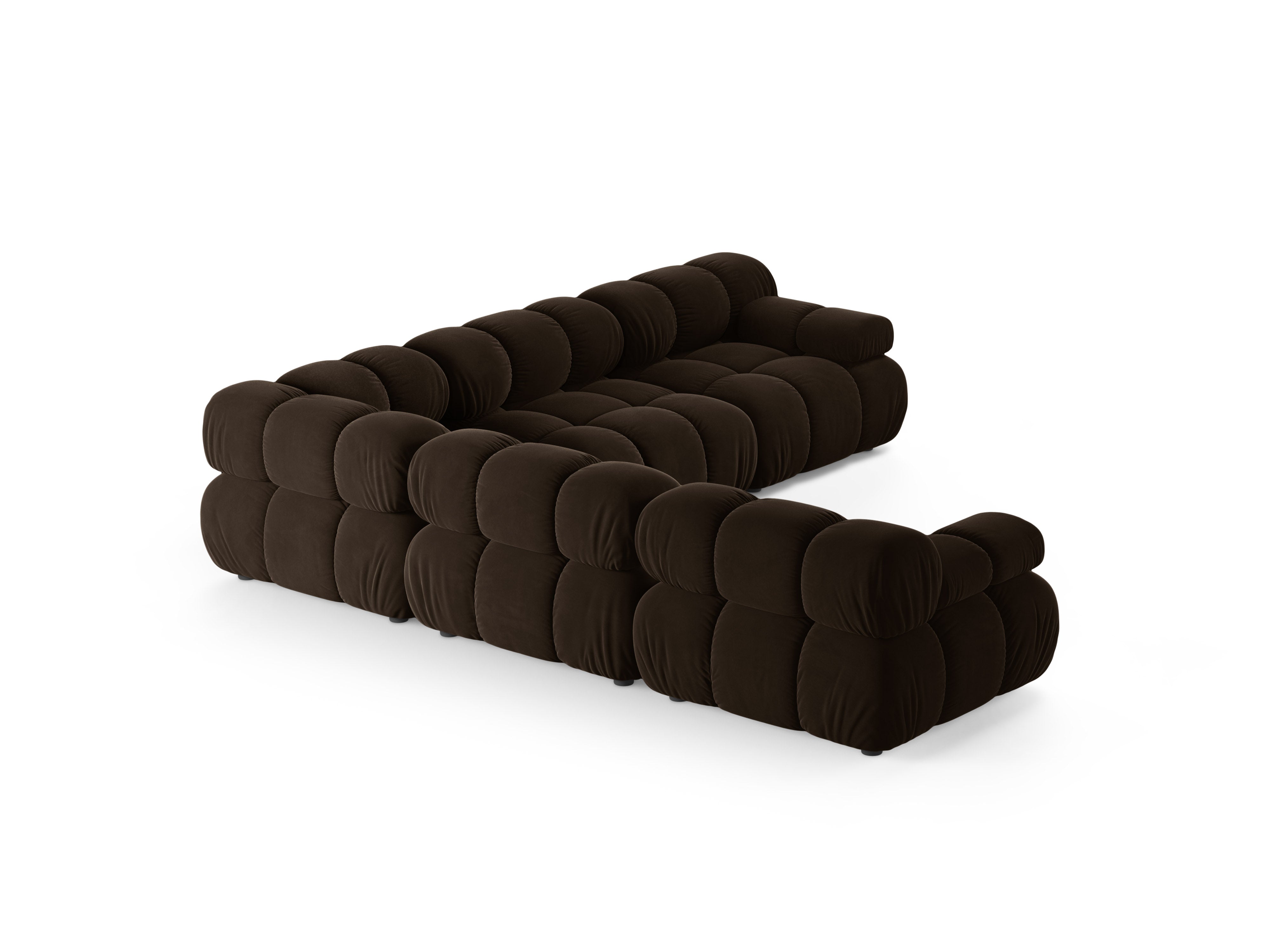 Symmetrische fluwelen hoekbank BELLIS in chocoladebruin