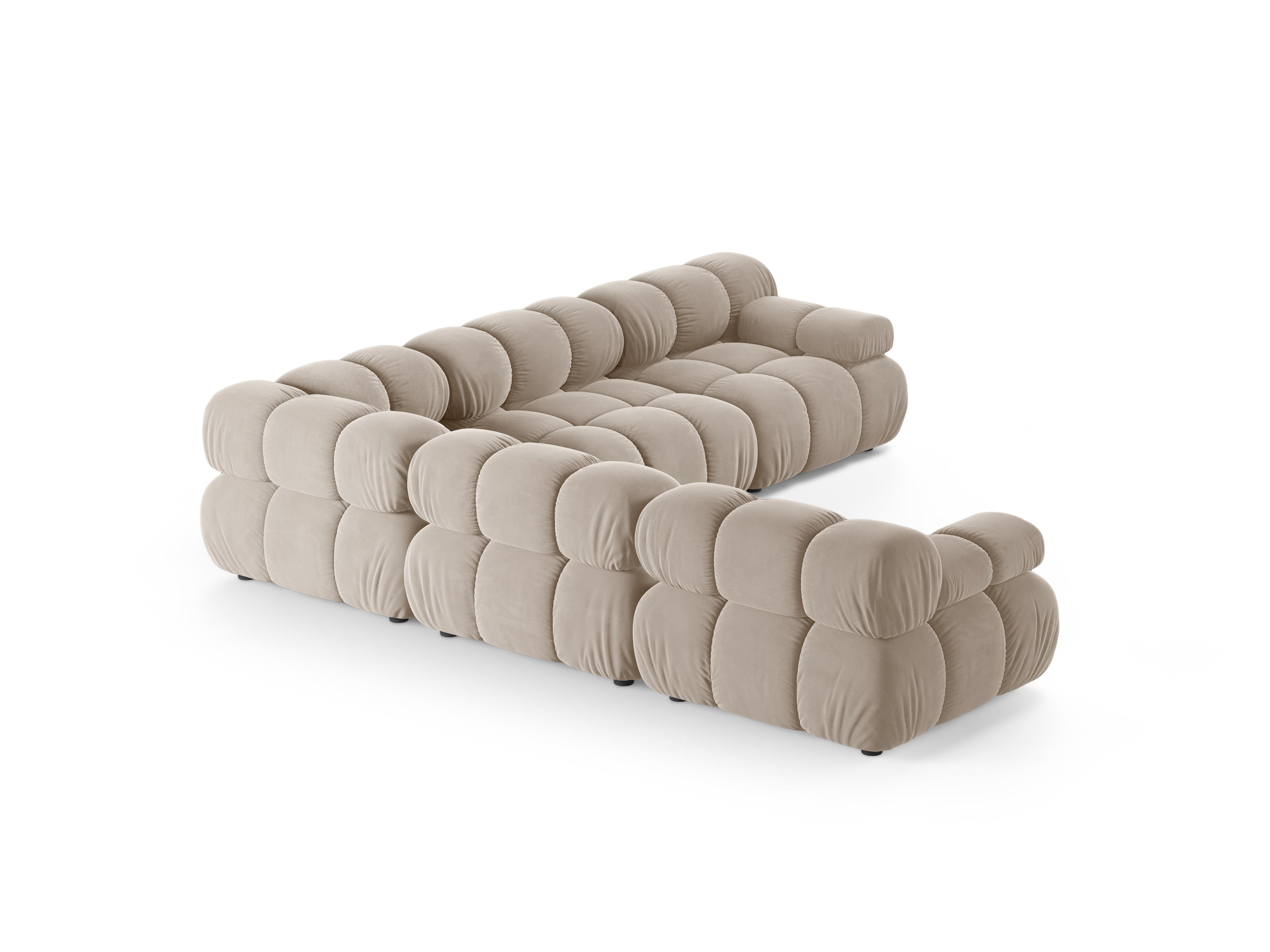 Symmetrische fluwelen hoekbank BELLIS beige