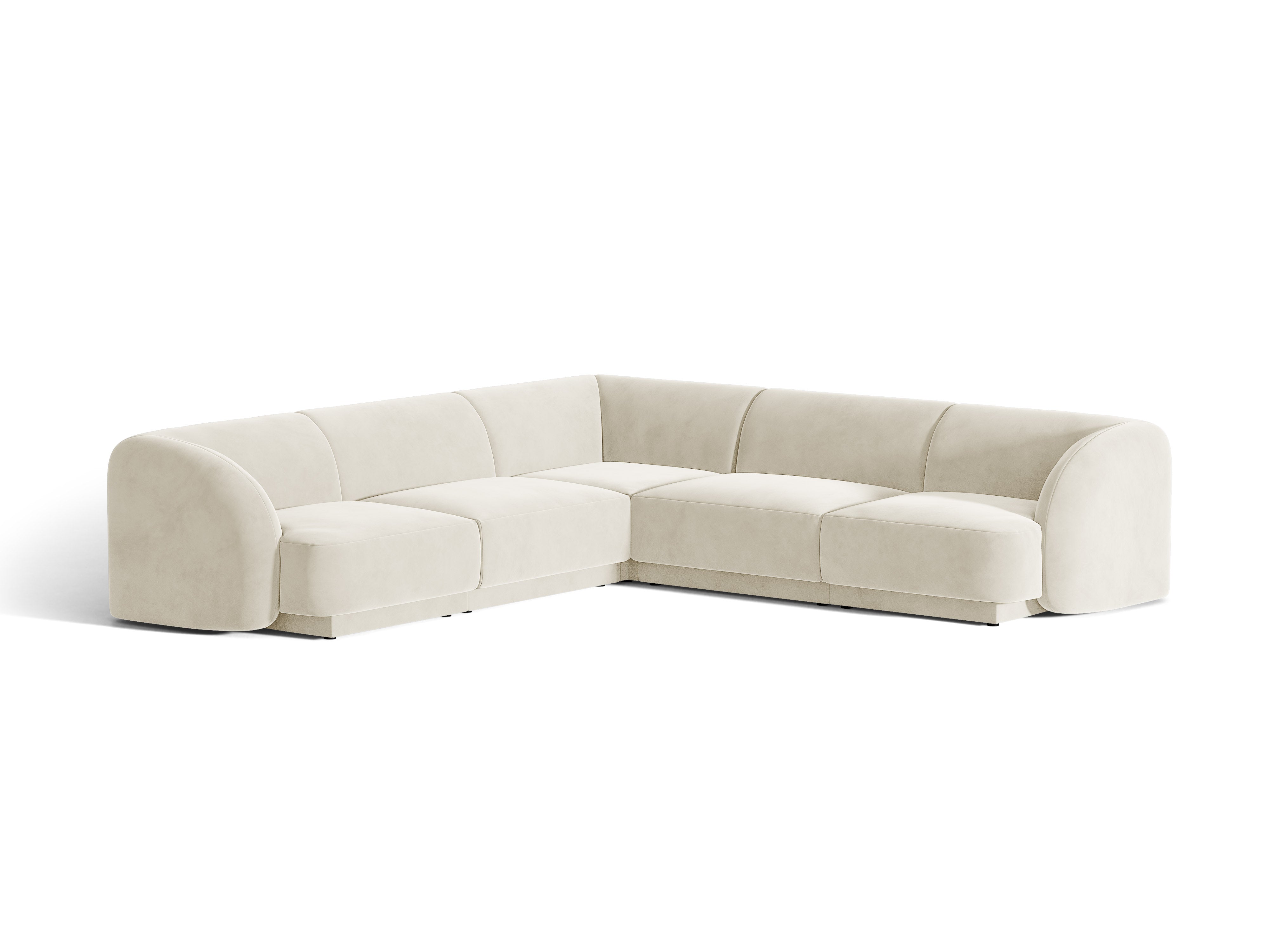 Velours hoekbank voor 5 personen MILEY beige