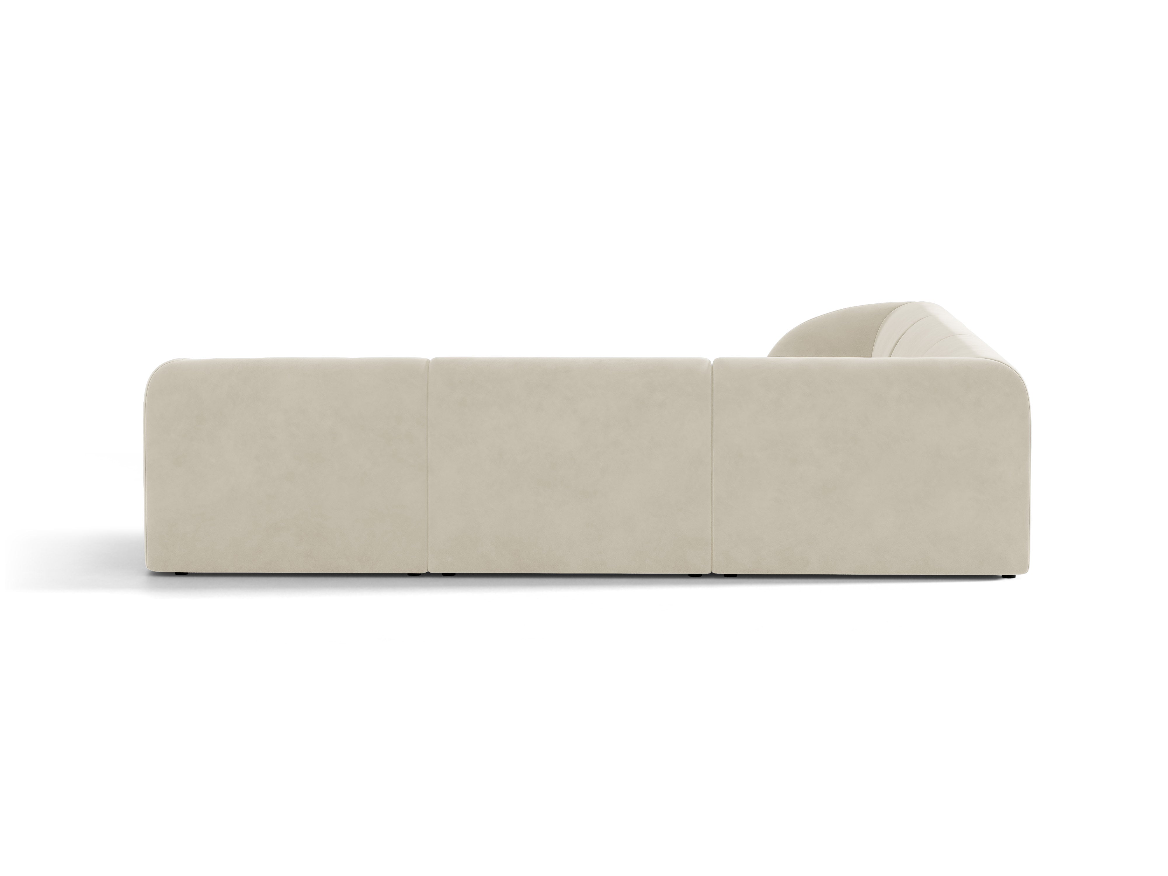 Velours hoekbank voor 5 personen MILEY beige