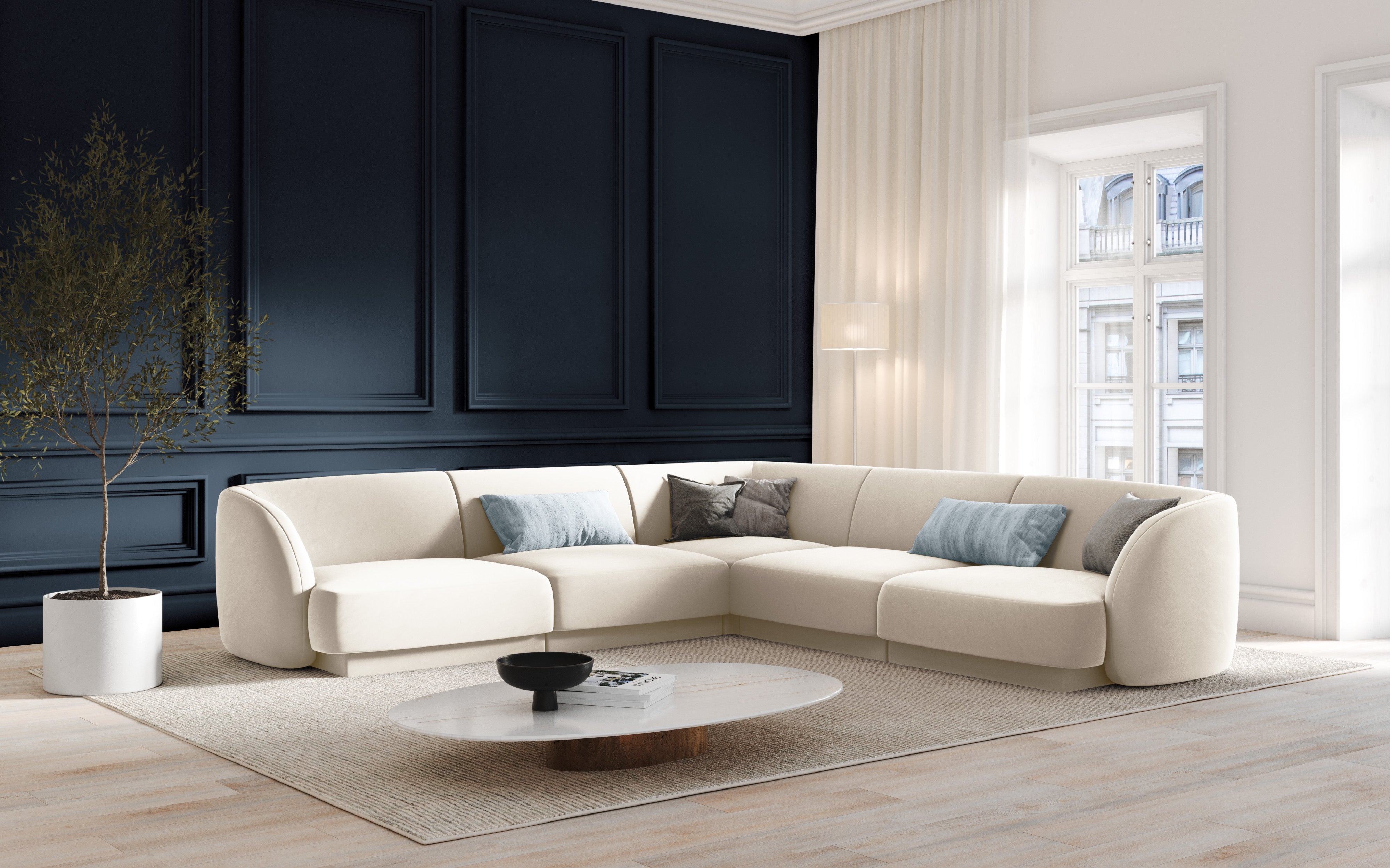 Fluwelen fauteuil MILEY beige