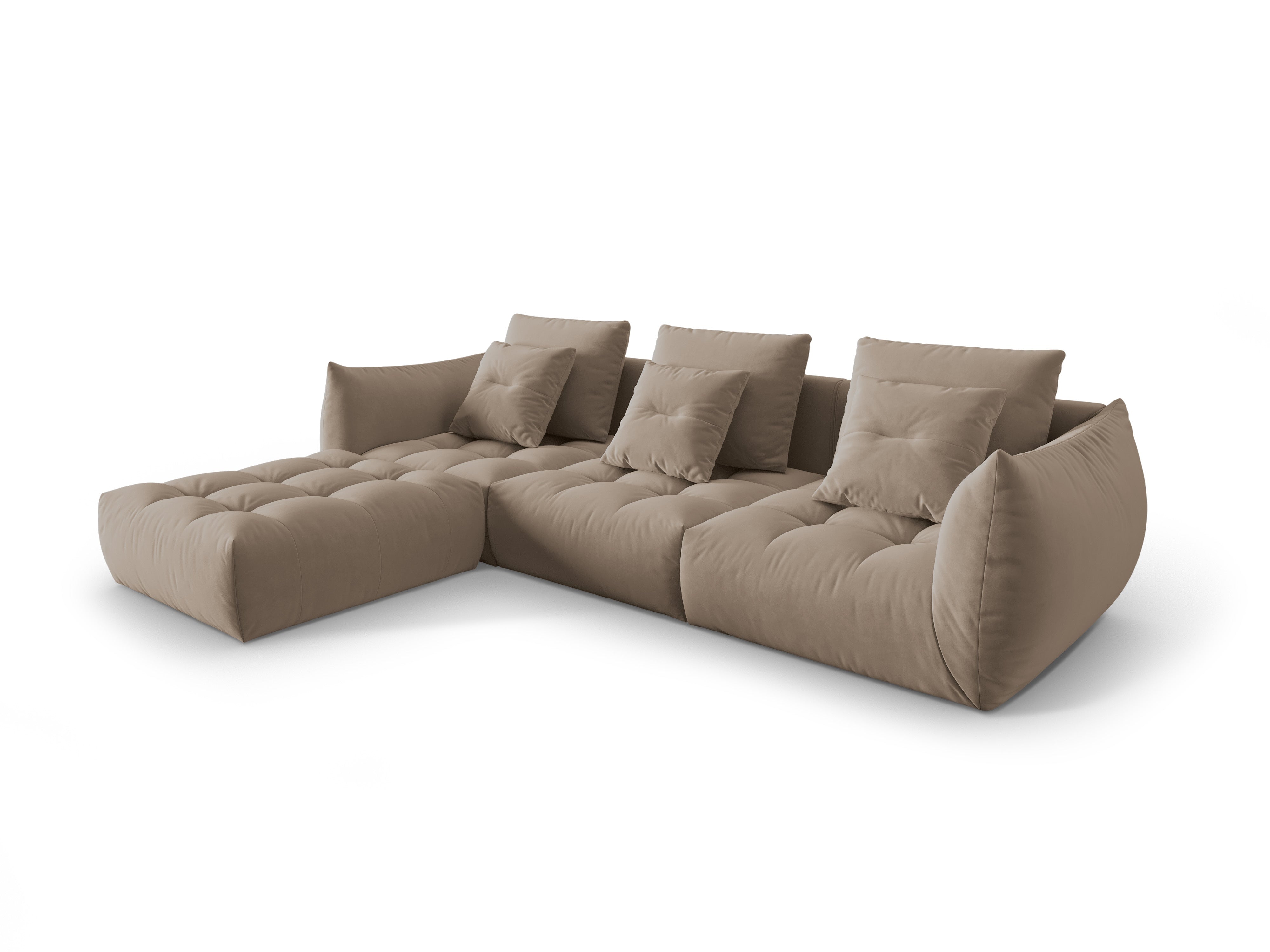 Modular Velvet Corner Sofa BLOOM Light Brown