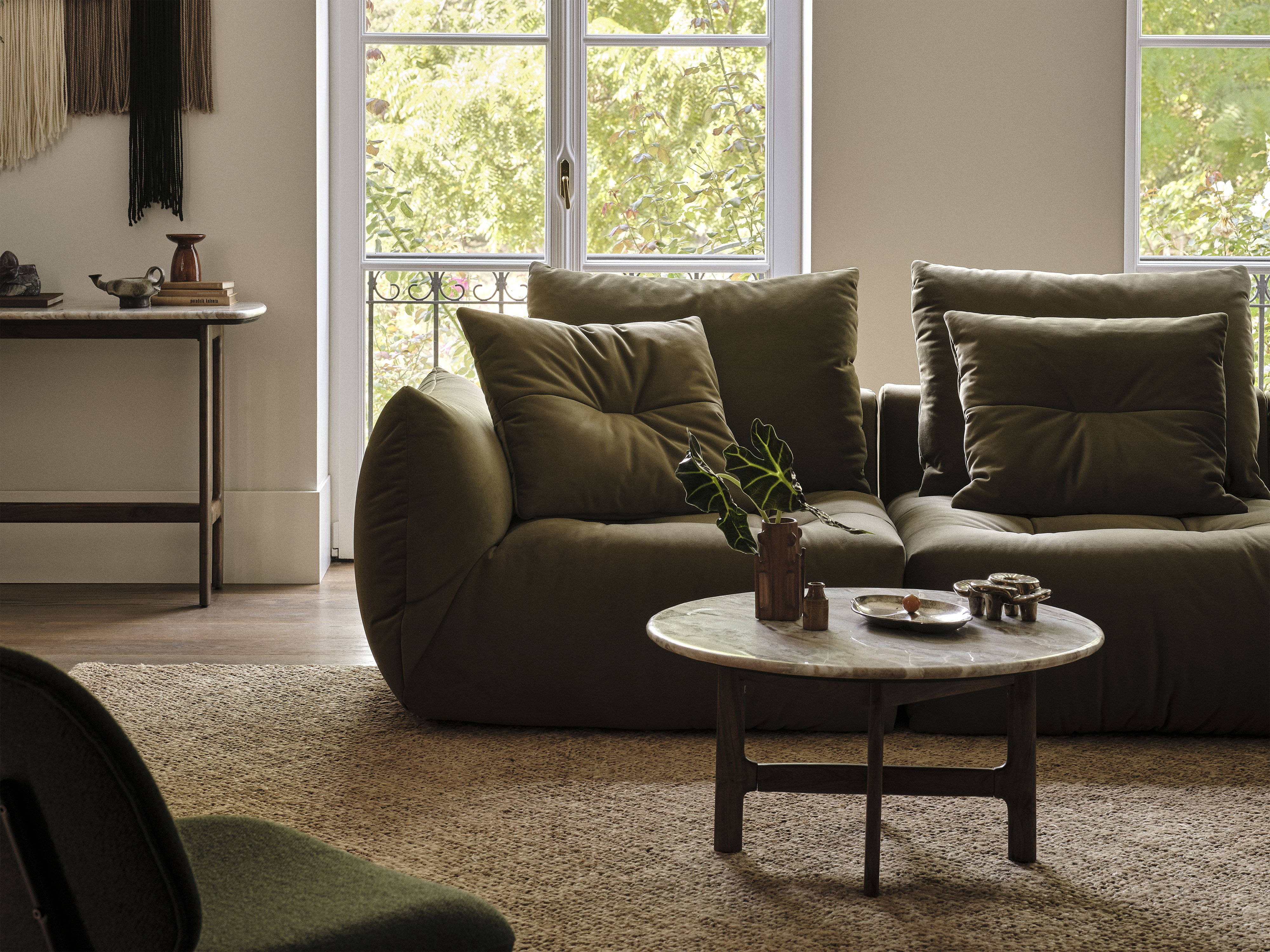 Modulaire fluwelen hoekbank BLOOM terracotta