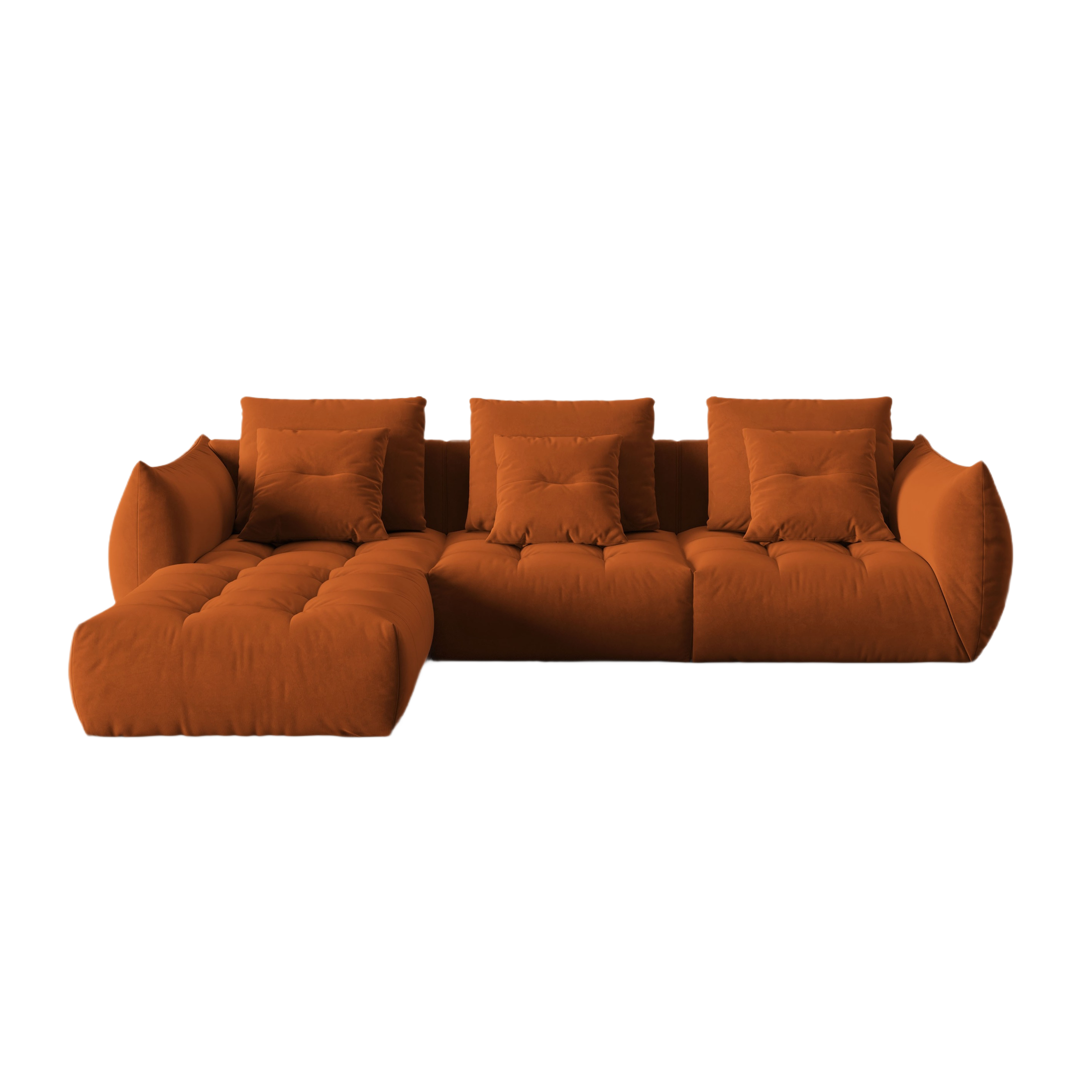 Modulaire fluwelen hoekbank BLOOM terracotta