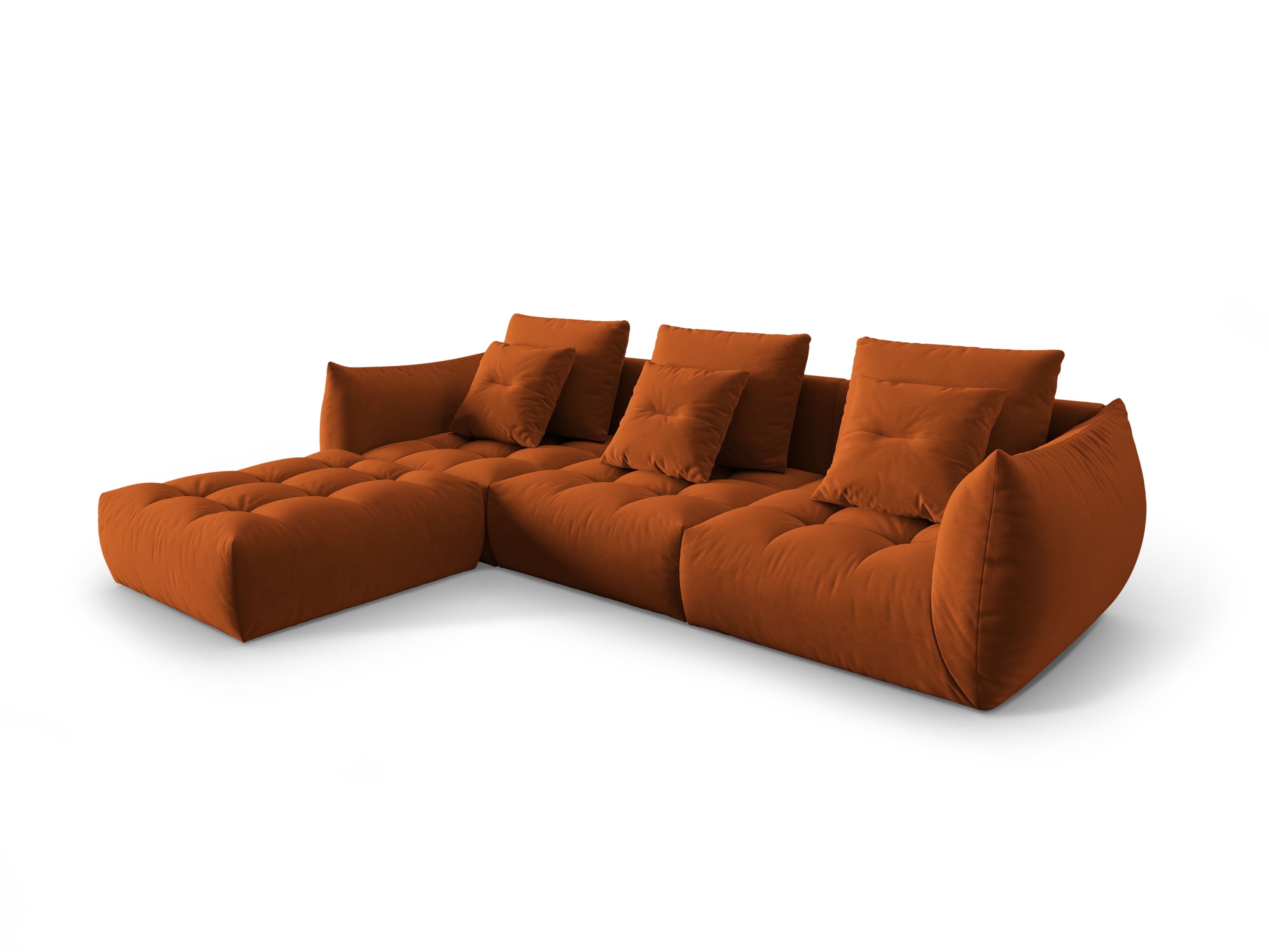 Modulaire fluwelen hoekbank BLOOM terracotta
